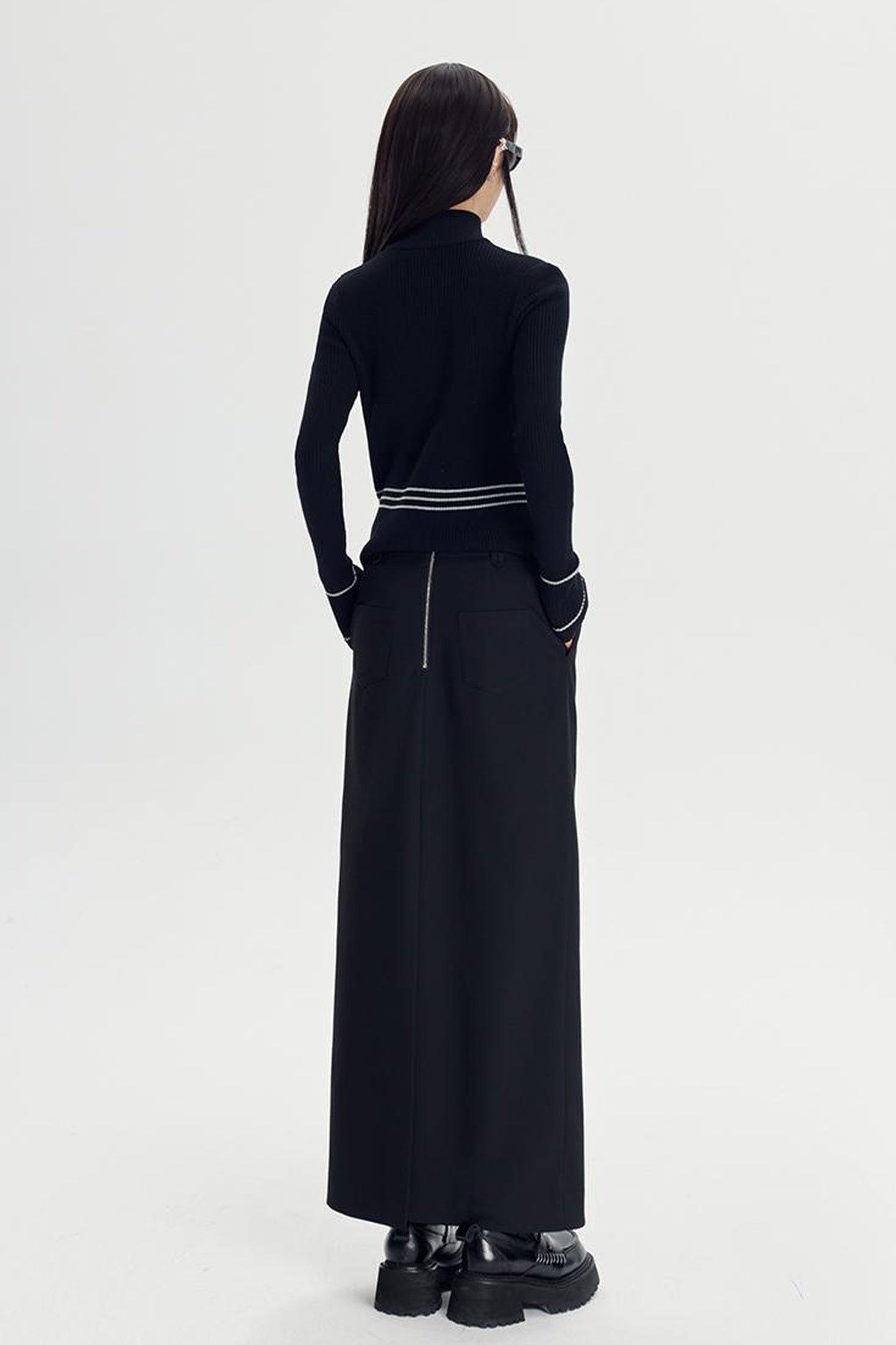 DIDDI MODA Straight Pocket Utility Skirt High Waist A Line Workwear Skirt