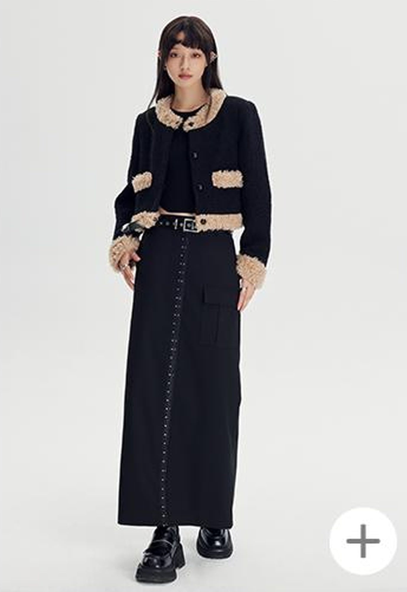 DIDDI MODA Straight Pocket Utility Skirt High Waist A Line Workwear Skirt