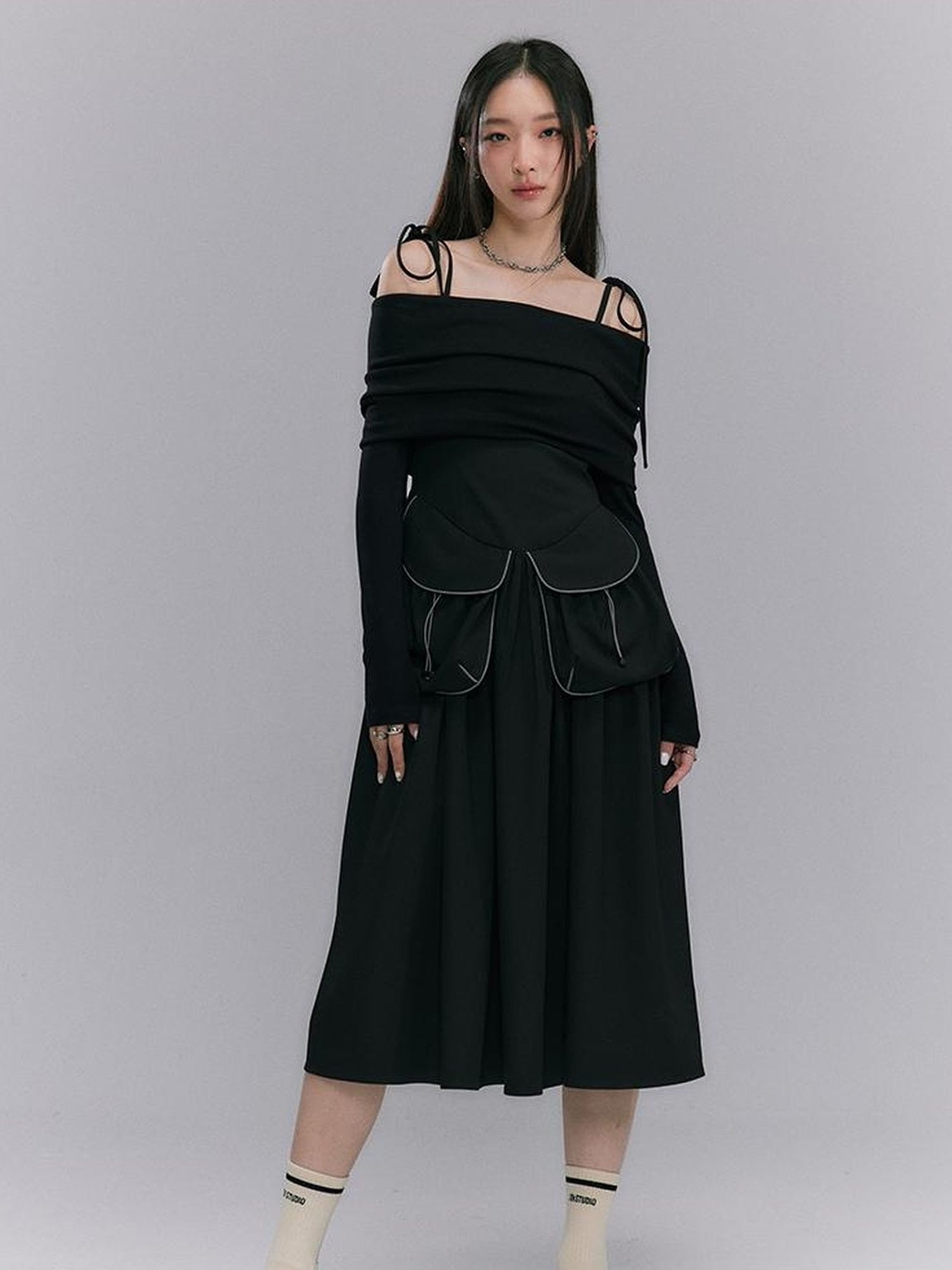 DIDDI MODA Strappy Utility Dress With Adjustable Ties Patch Pockets