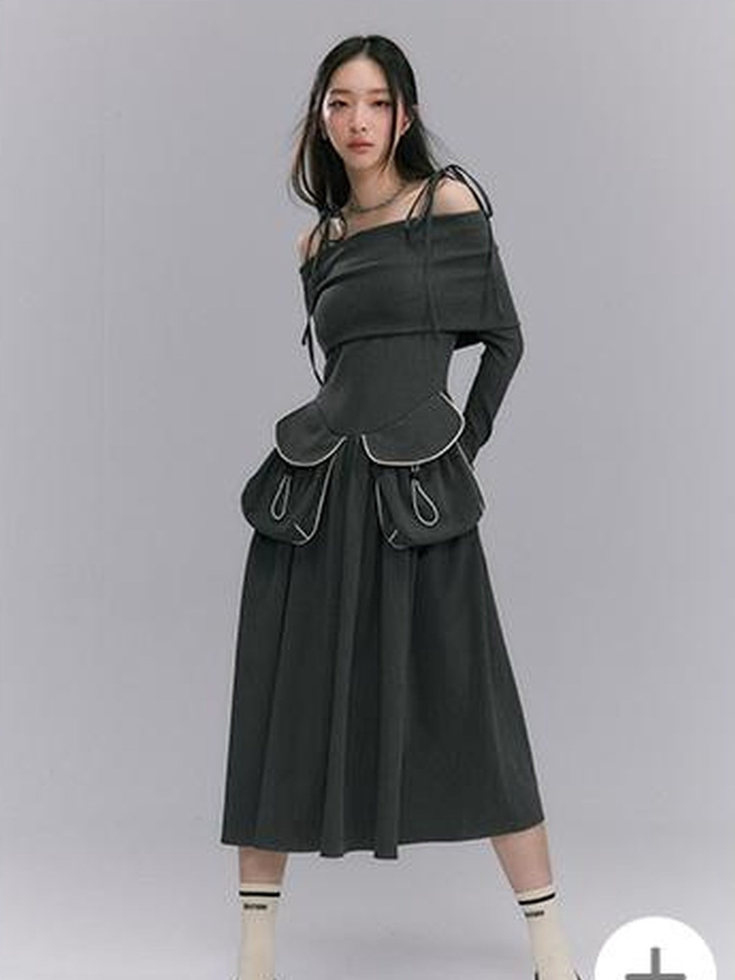 DIDDI MODA Strappy Utility Dress With Adjustable Ties Patch Pockets