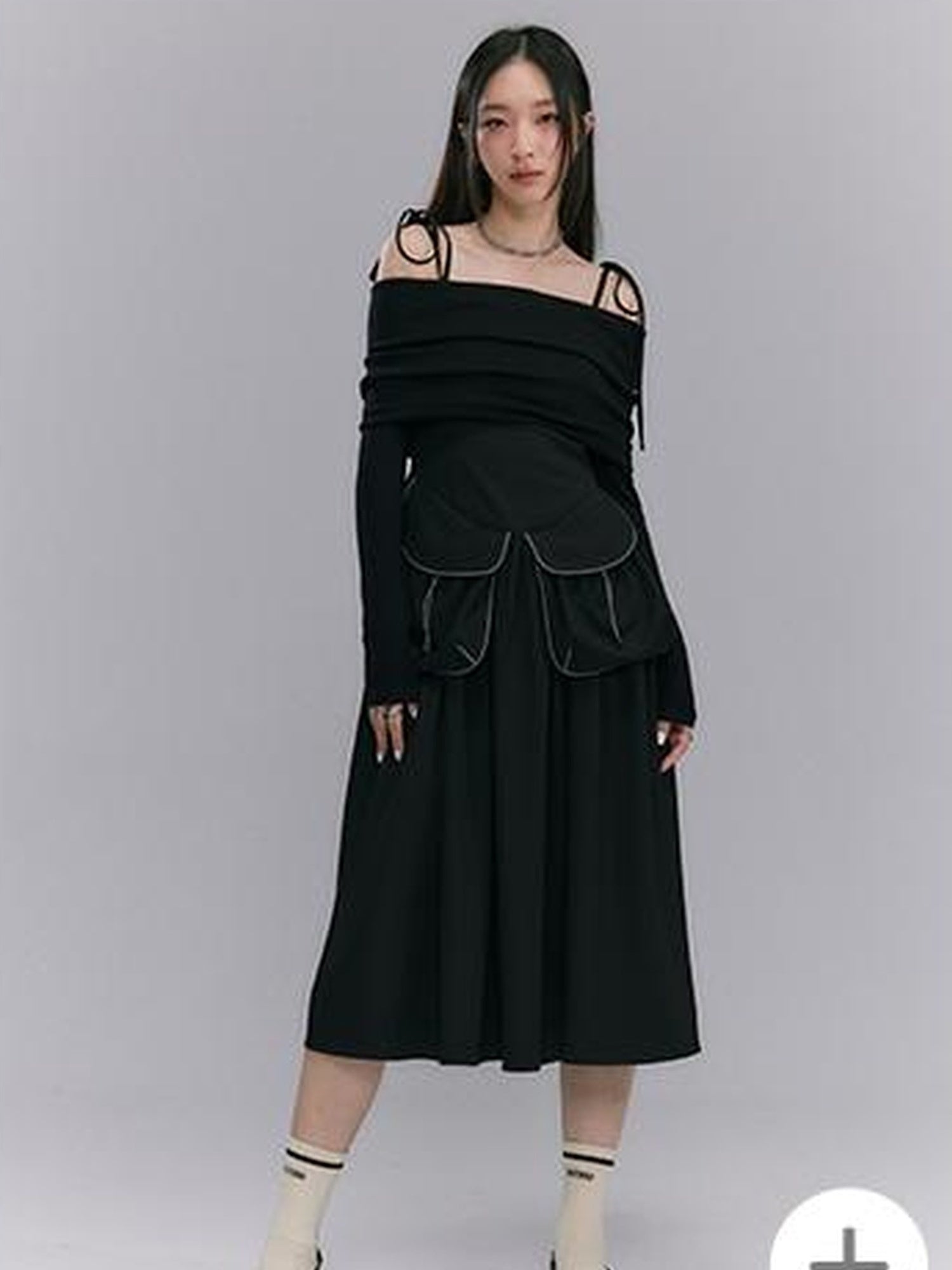 DIDDI MODA Strappy Utility Dress With Adjustable Ties Patch Pockets