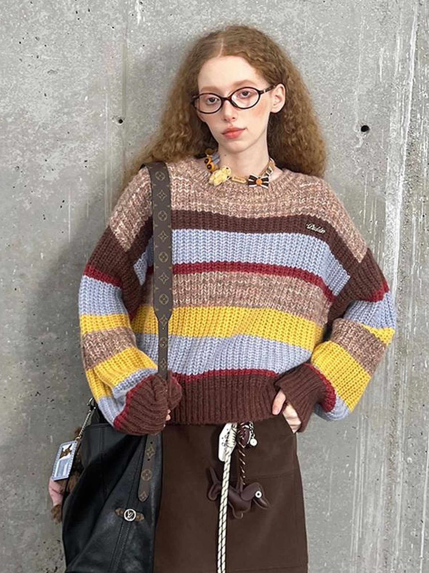 DIDDI MODA Striped Dragon Cowdog Knit Set