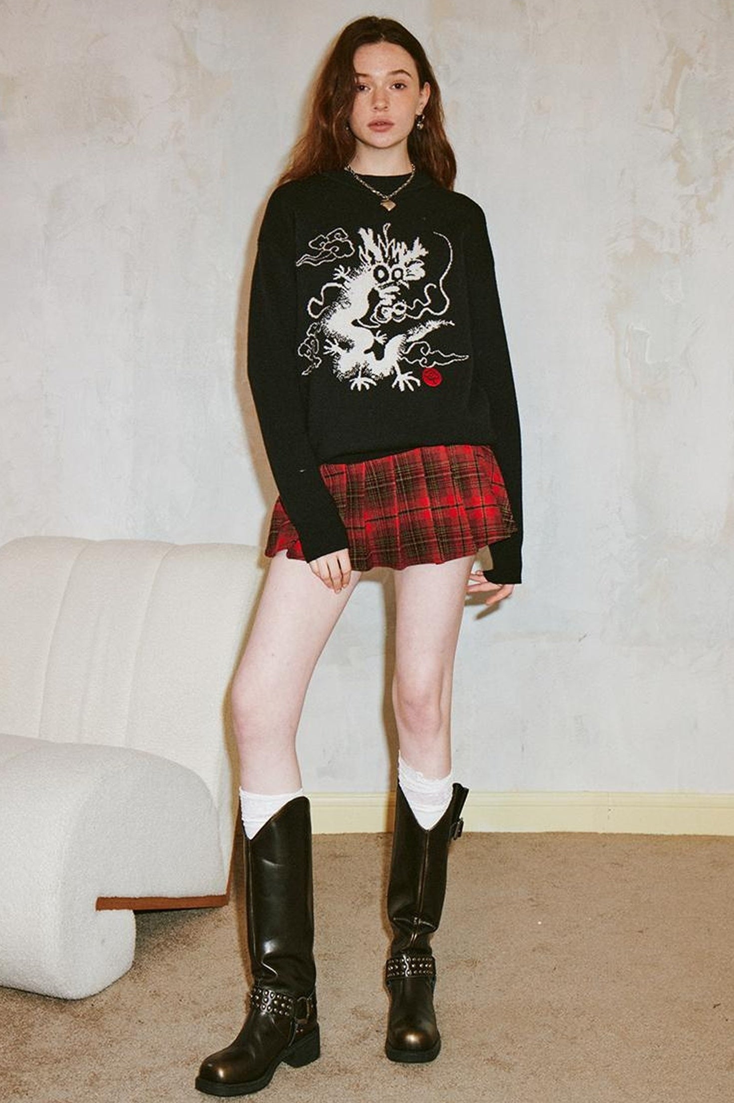 DIDDI MODA Striped Dragon Cowdog Knit Set