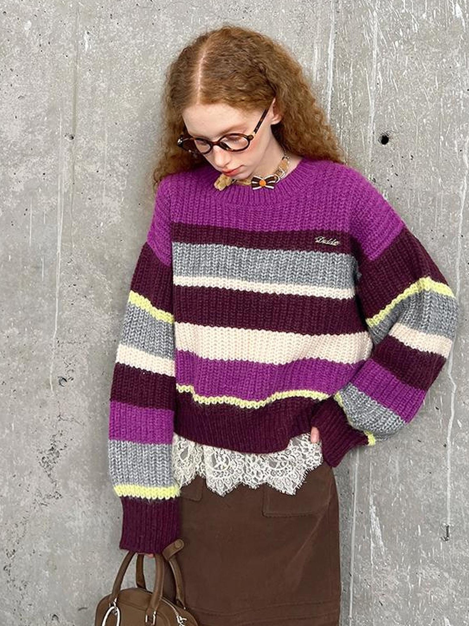 DIDDI MODA Striped Dragon Cowdog Knit Set