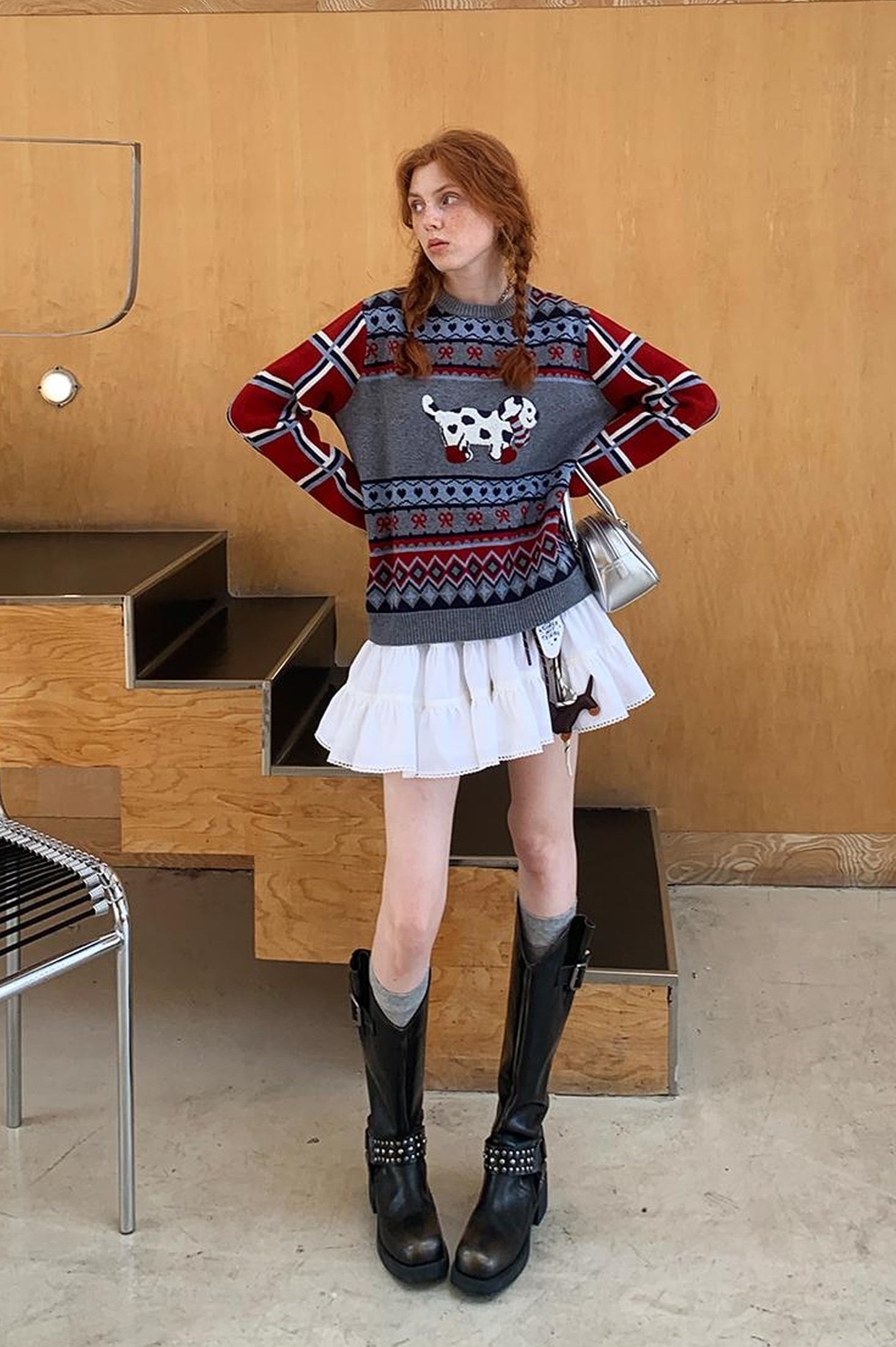 DIDDI MODA Striped Dragon Cowdog Knit Set