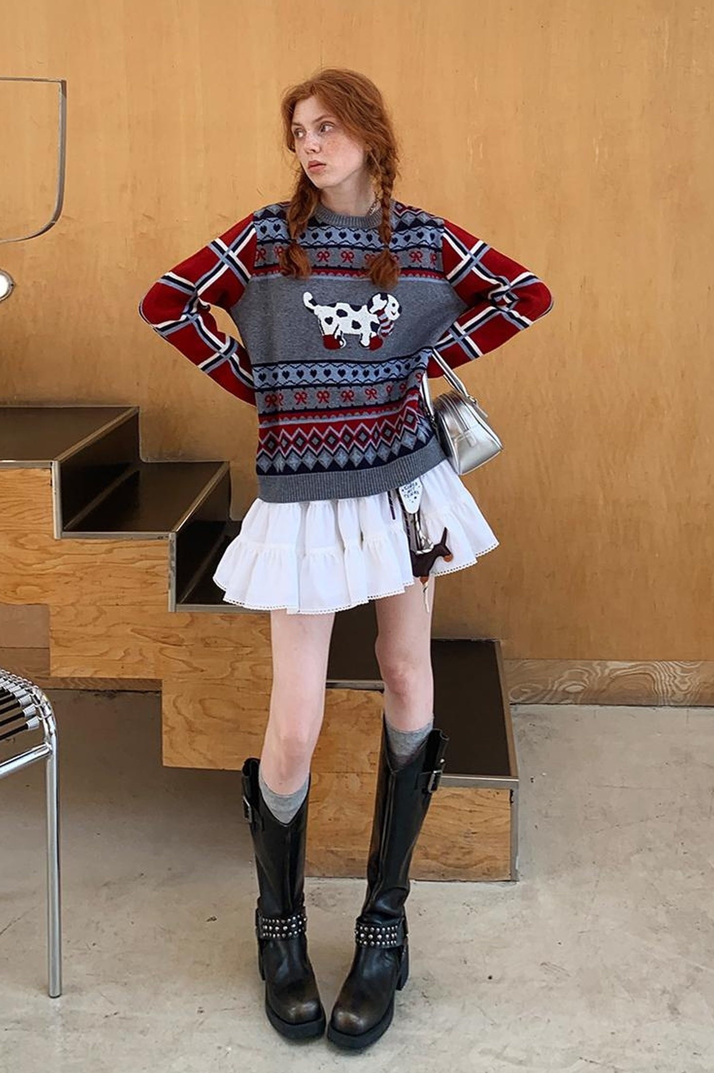 DIDDI MODA Striped Dragon Cowdog Knit Set