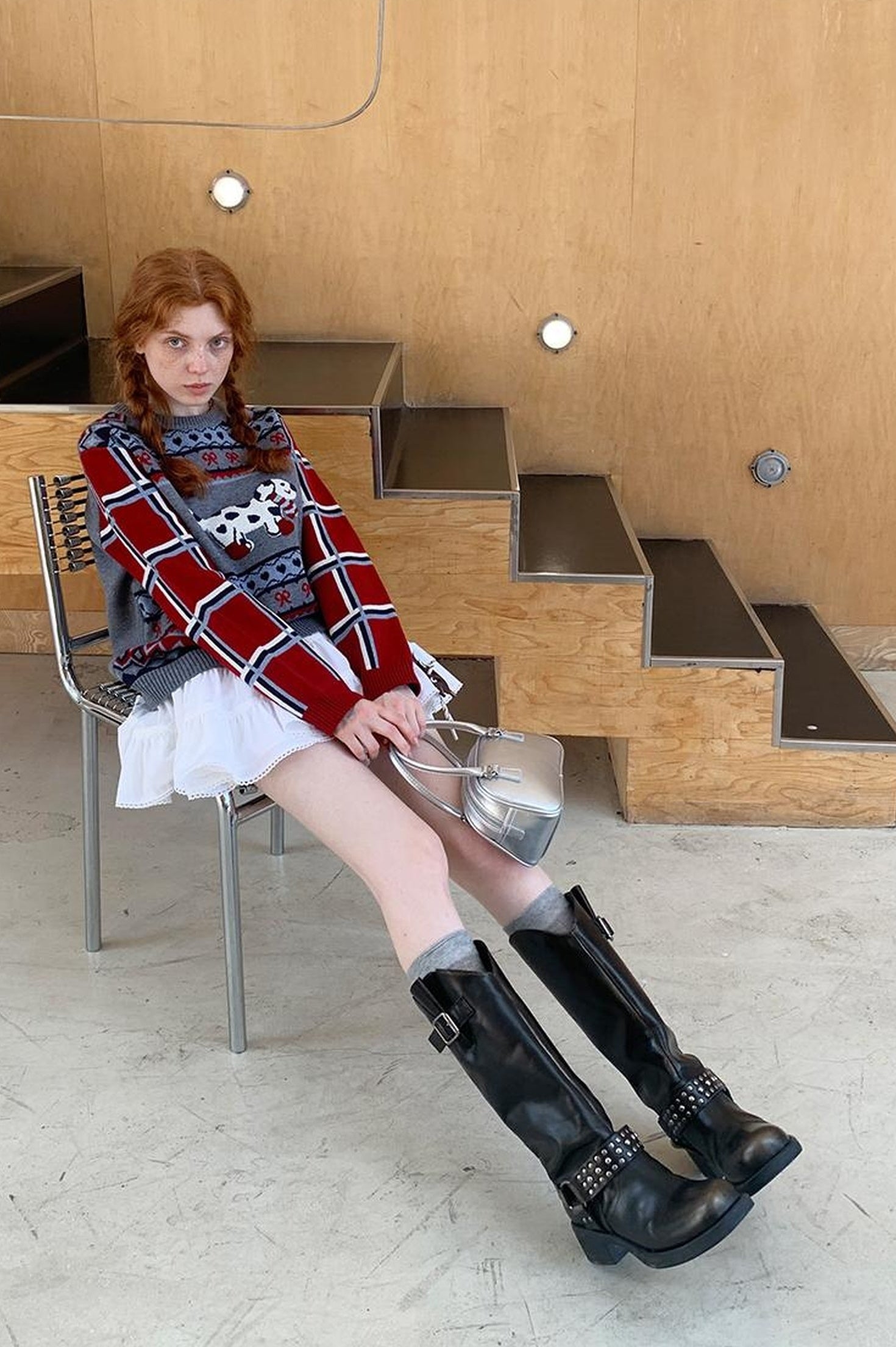 DIDDI MODA Striped Dragon Cowdog Knit Set