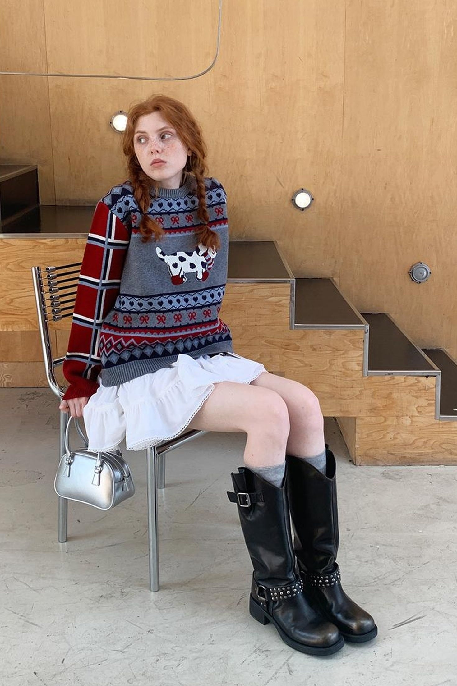 DIDDI MODA Striped Dragon Cowdog Knit Set