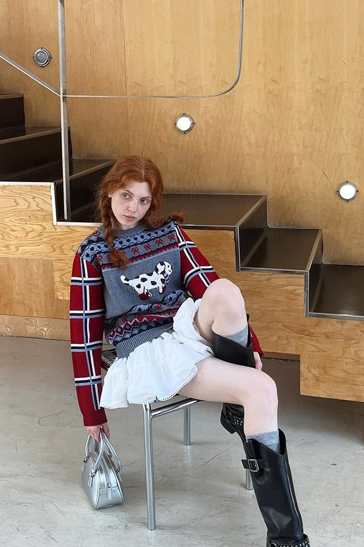 DIDDI MODA Striped Dragon Cowdog Knit Set