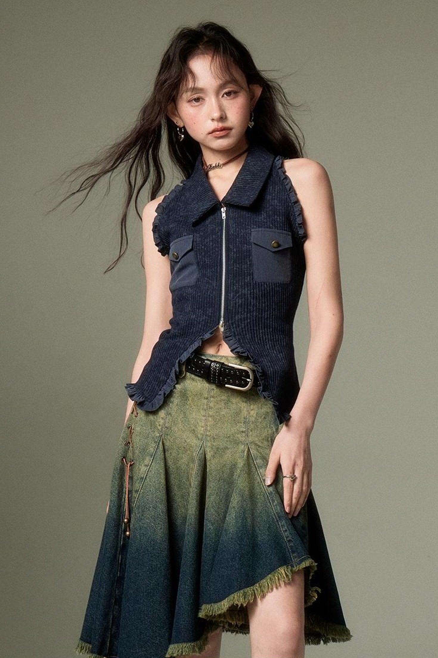 DIDDI MODA Striped Dragon Cowdog Knit Set