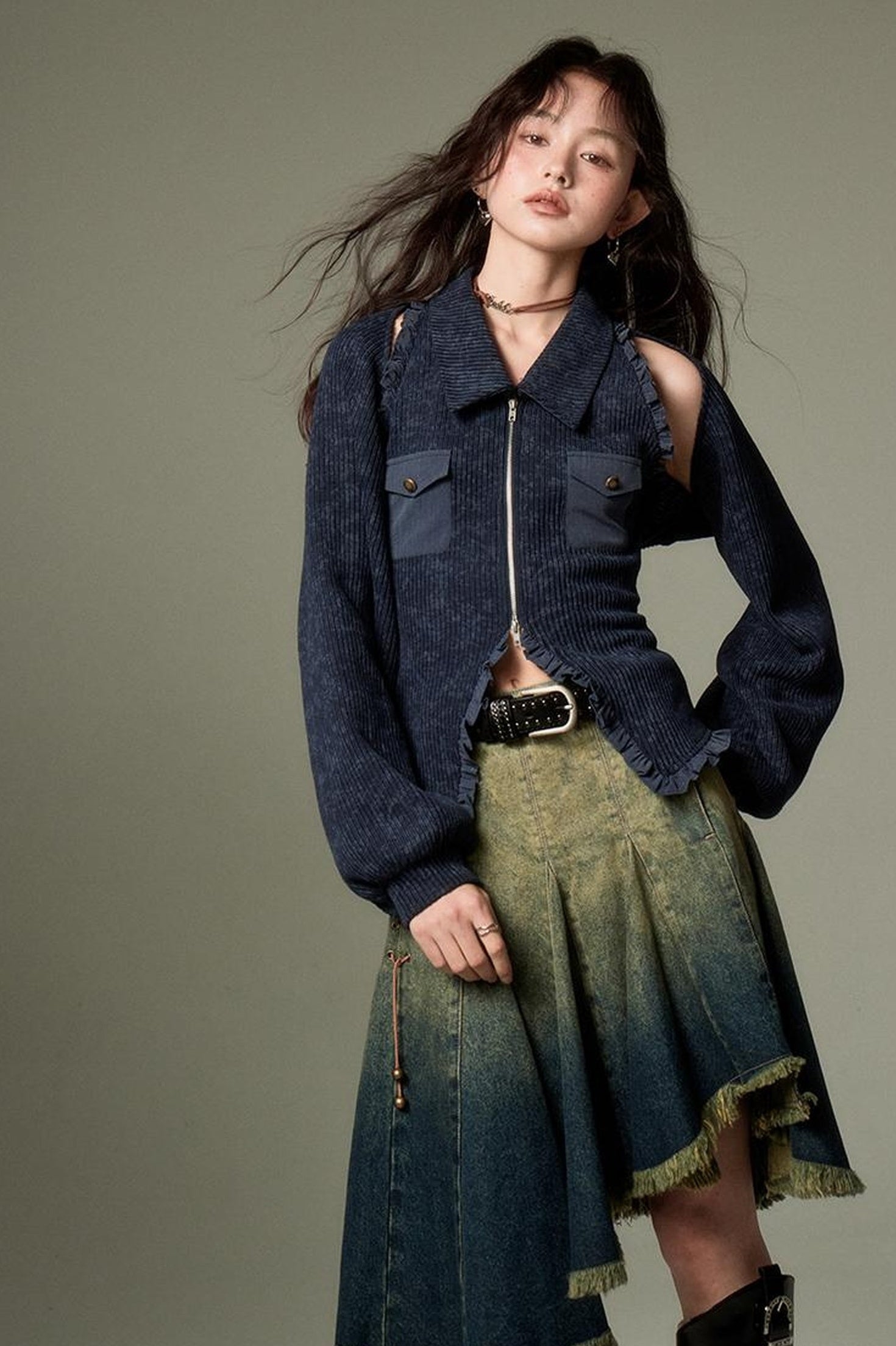 DIDDI MODA Striped Dragon Cowdog Knit Set