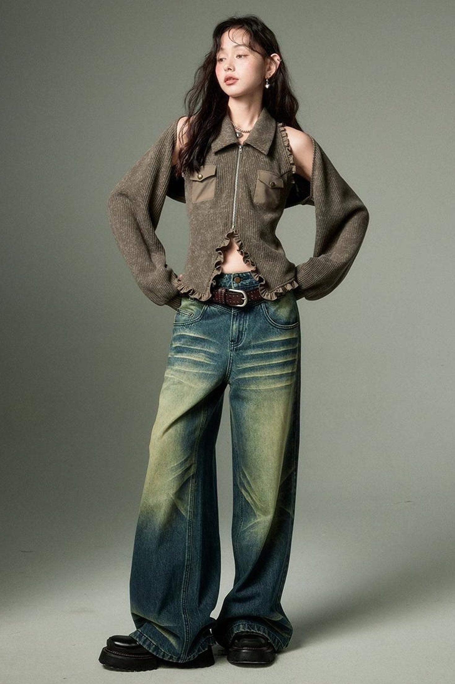 DIDDI MODA Striped Dragon Cowdog Knit Set