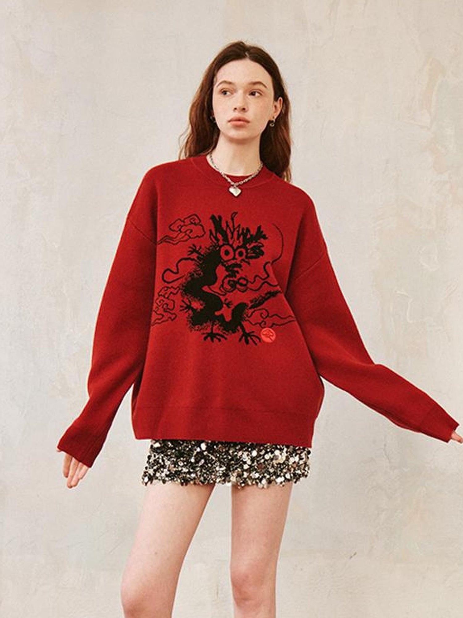 DIDDI MODA Striped Dragon Cowdog Knit Set