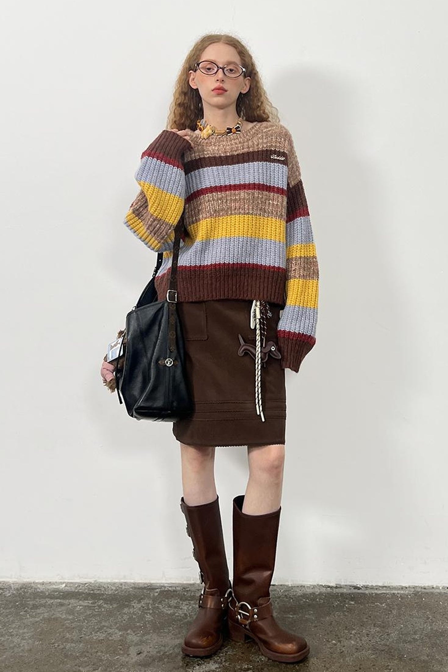 DIDDI MODA Striped Dragon Cowdog Knit Set