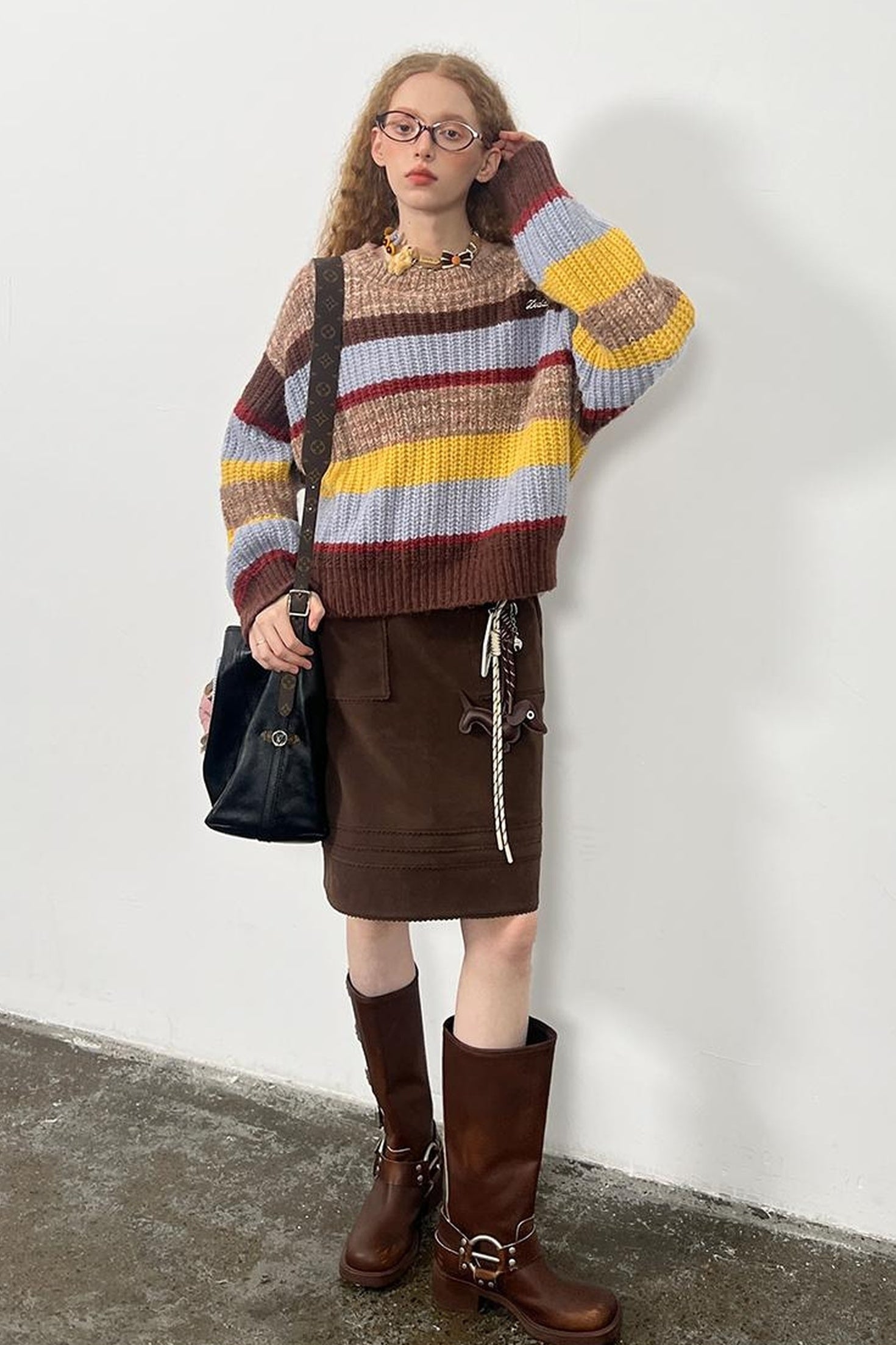 DIDDI MODA Striped Dragon Cowdog Knit Set