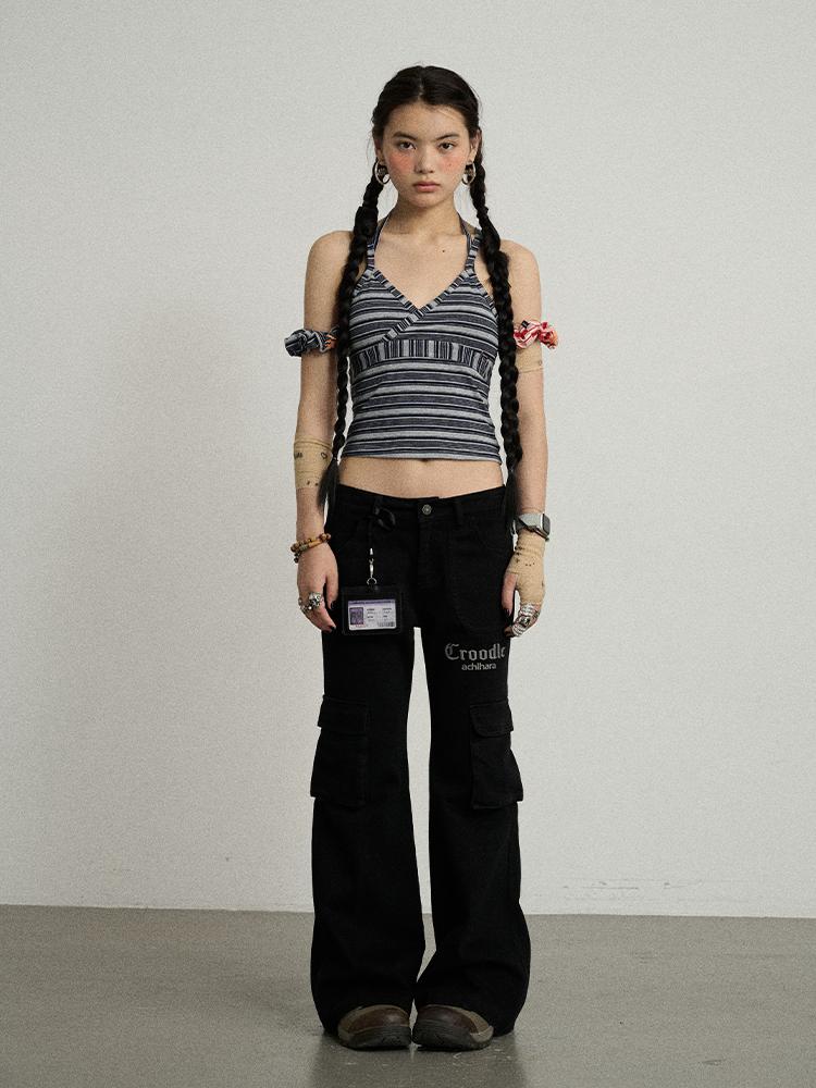 Achihara Striped Sleeveless Top Watermelon Tank