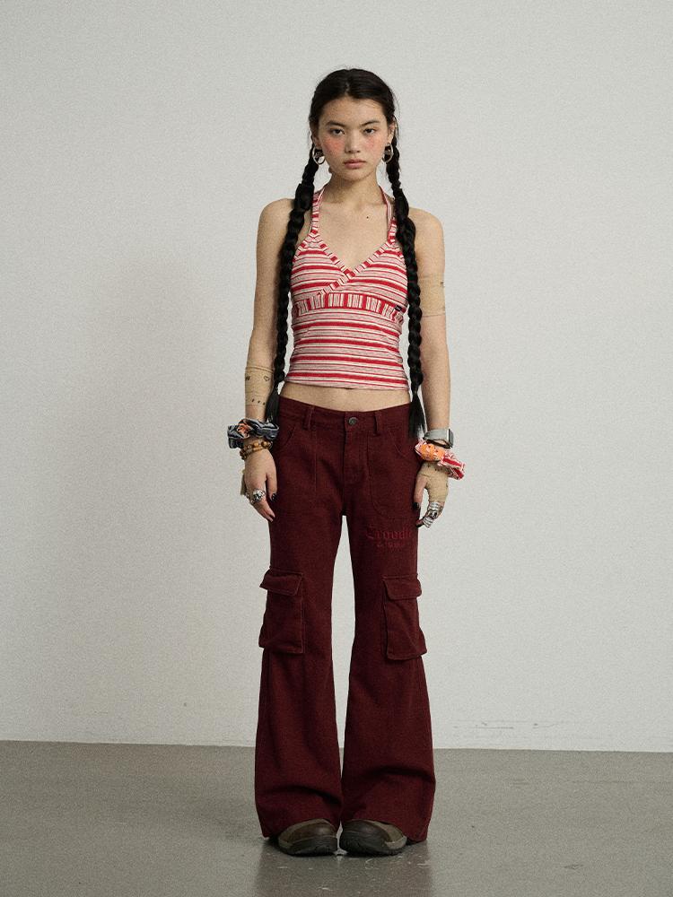 Achihara Striped Sleeveless Top Watermelon Tank