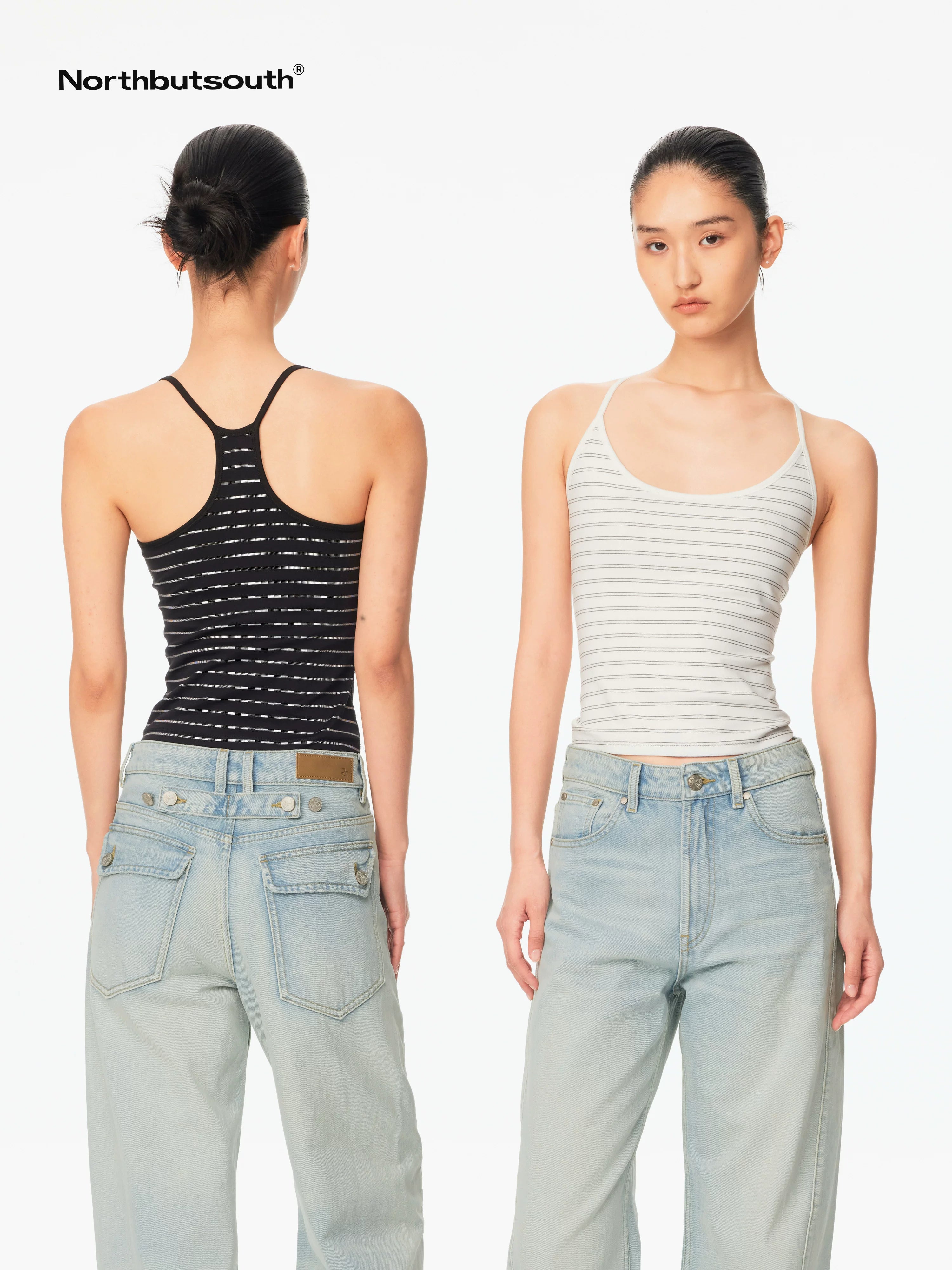 Striped U Neck Racerback Slim Fit Women&