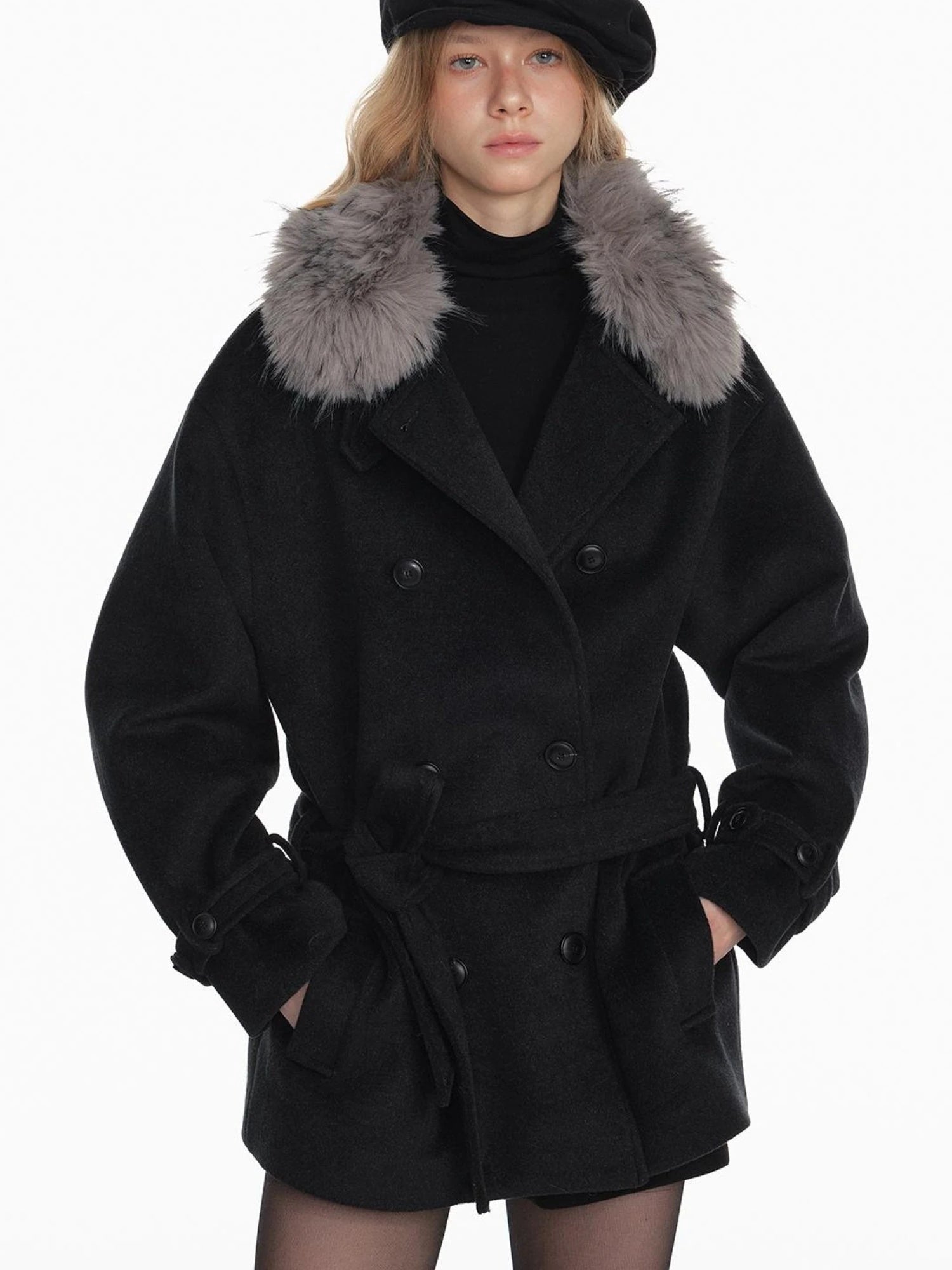 Stylish Black White Octagon Beret For Women Painter Hat