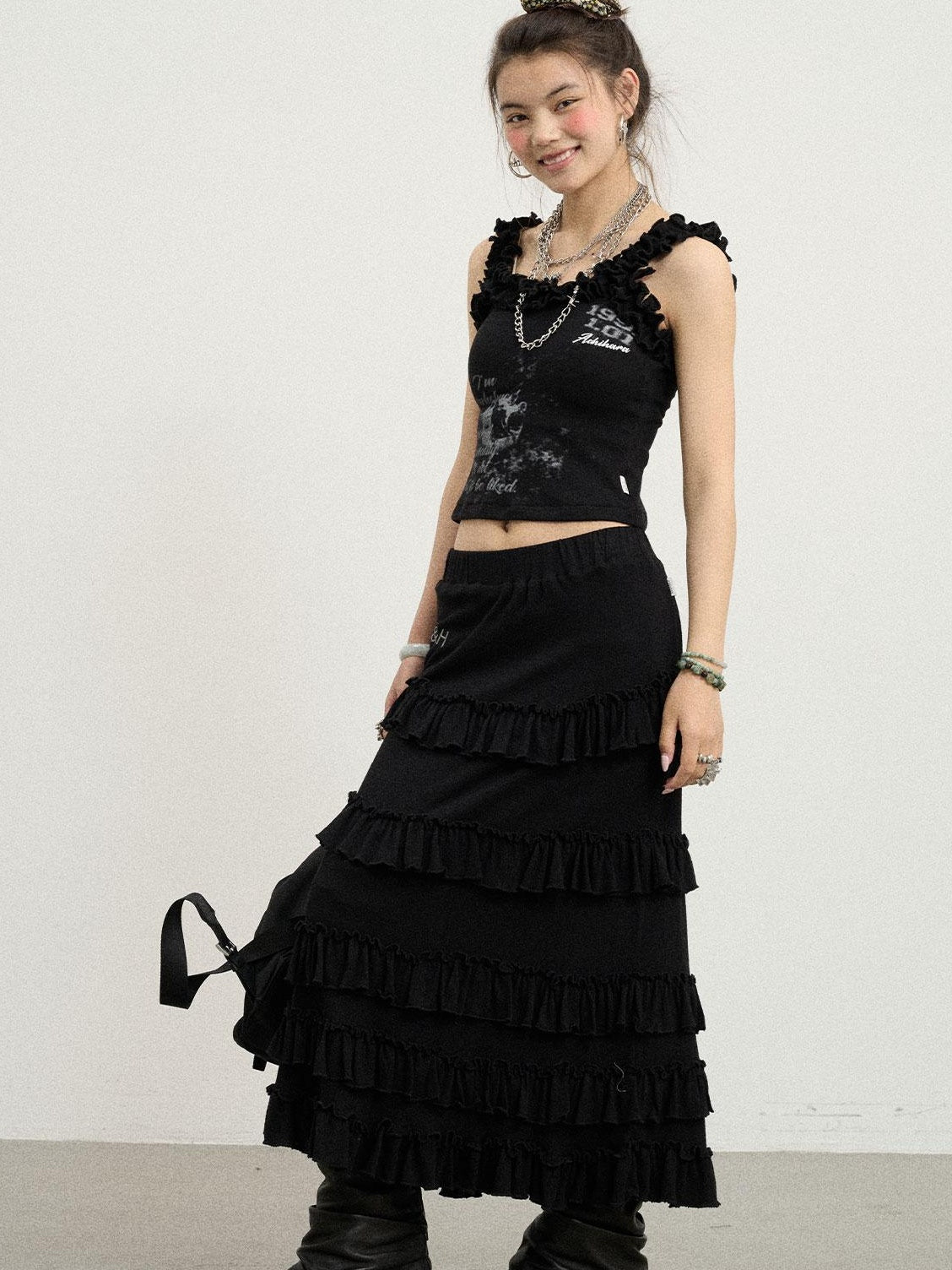 Achihara Summer A-Line Pleated Midi Skirt Dresses