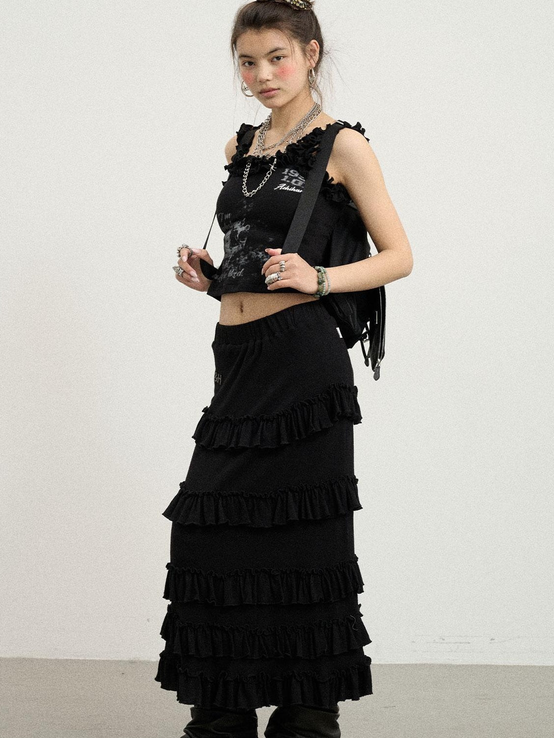 Achihara Summer A-Line Pleated Midi Skirt Dresses
