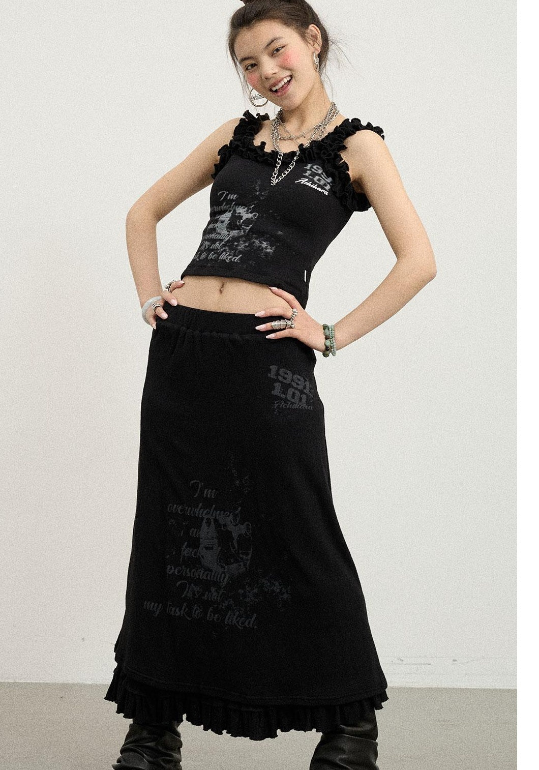 Achihara Summer A-Line Pleated Midi Skirt Dresses