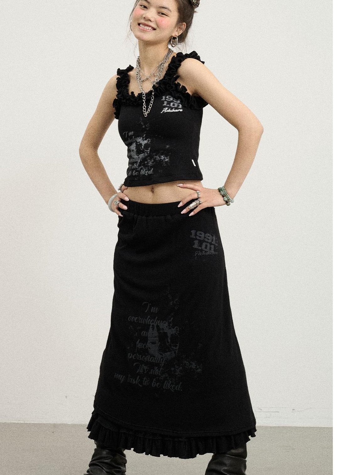 Achihara Summer A-Line Pleated Midi Skirt Dresses