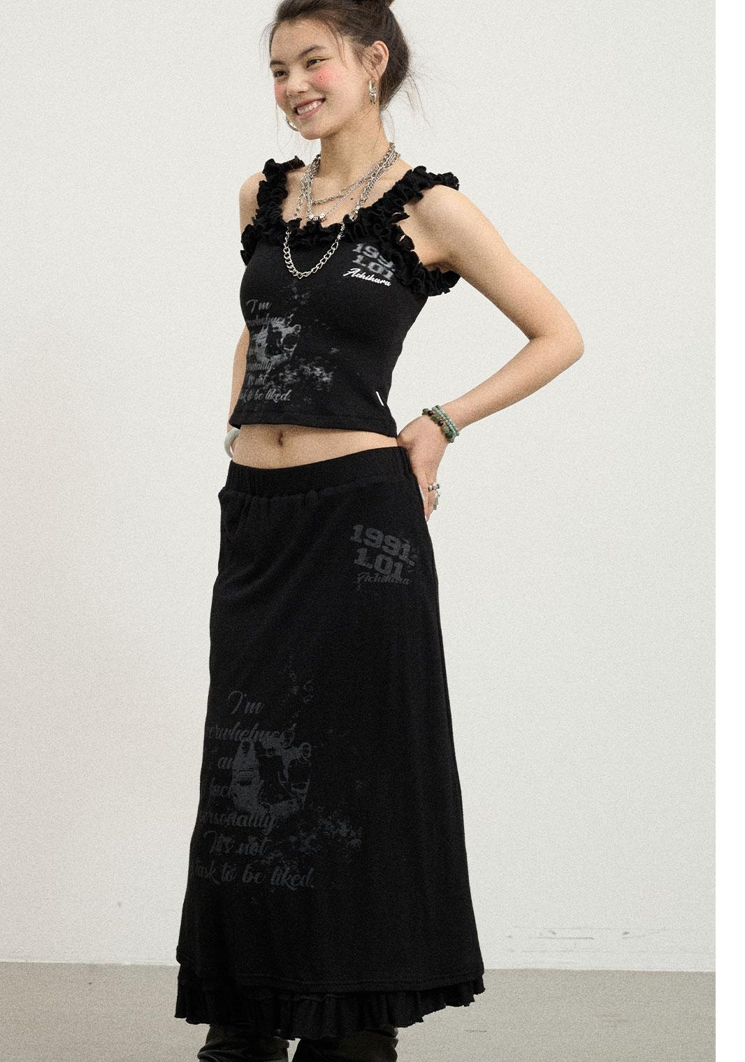 Achihara Summer A-Line Pleated Midi Skirt Dresses