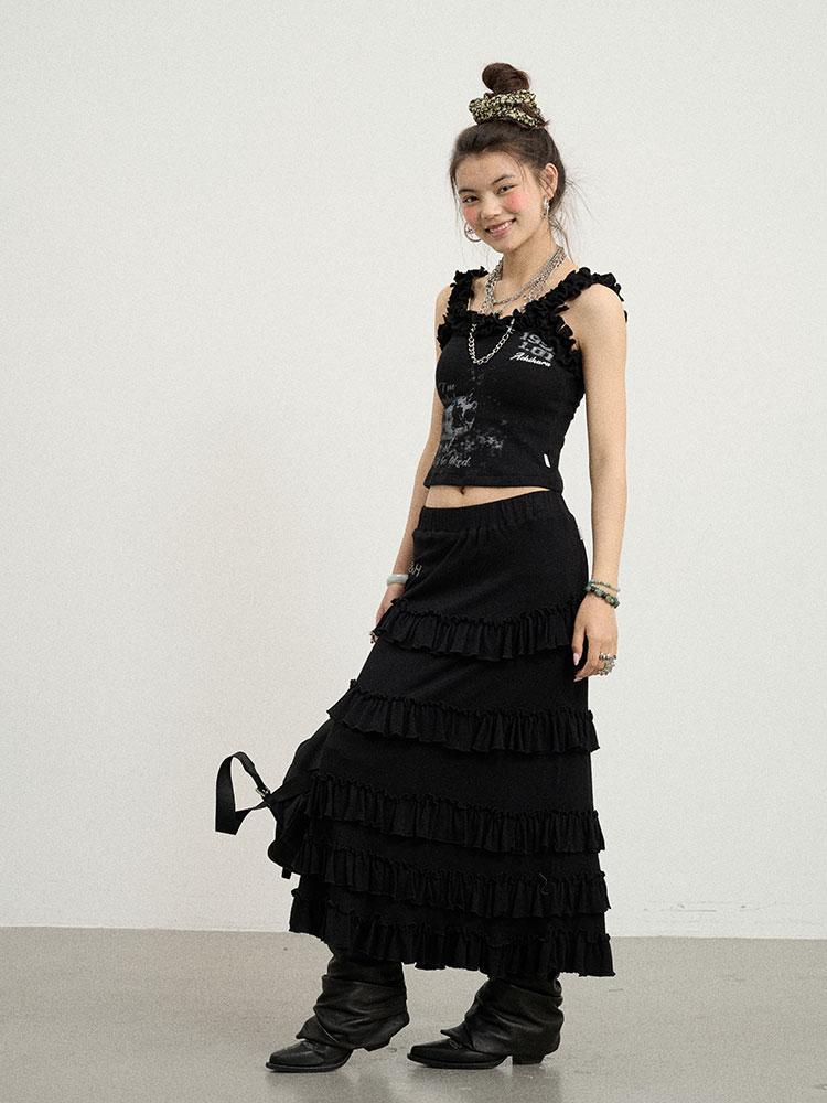 Achihara Summer A-Line Pleated Midi Skirt Dresses