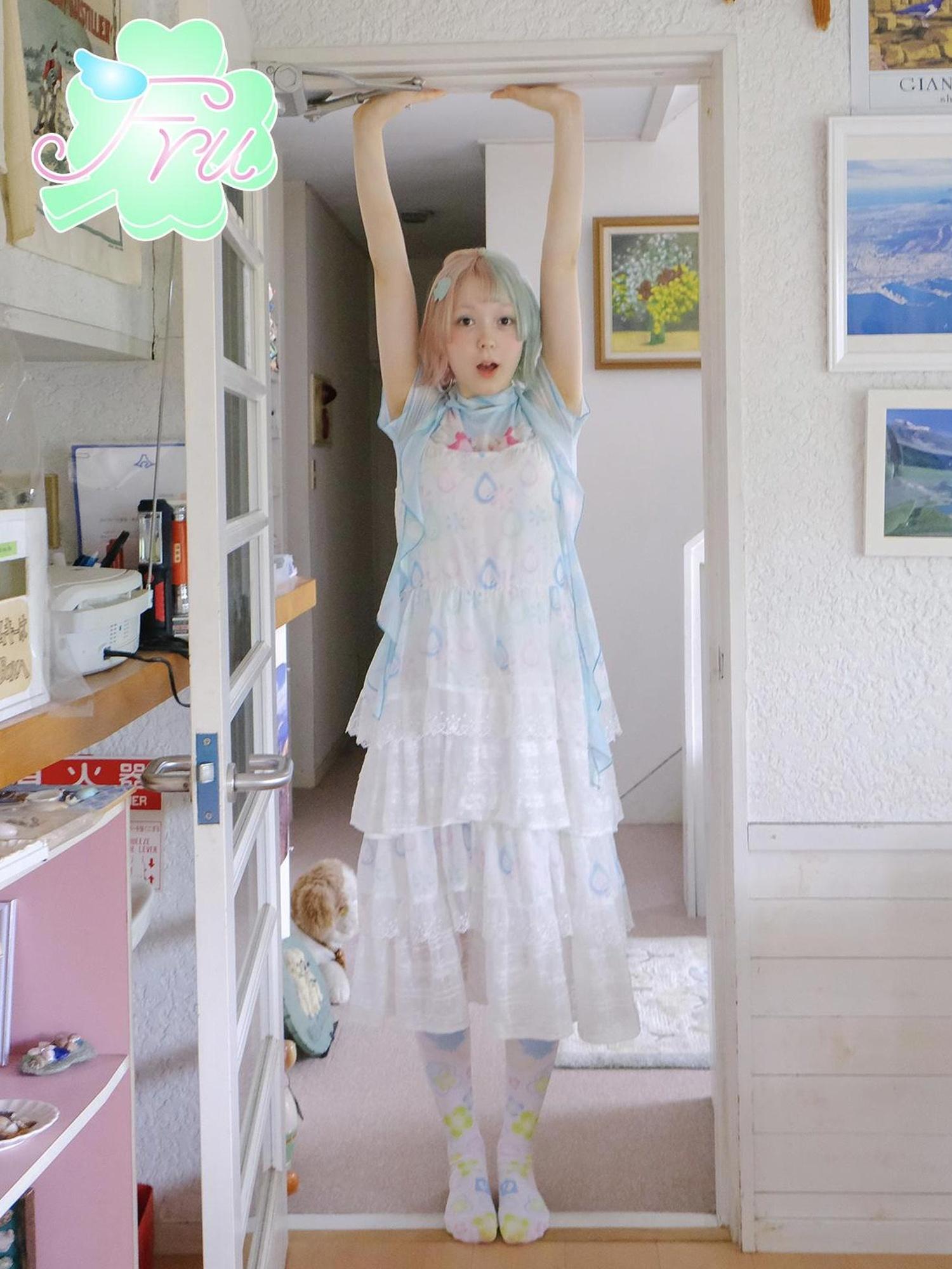 Frufru Gulu Summer Drip Print Sweet Sundress