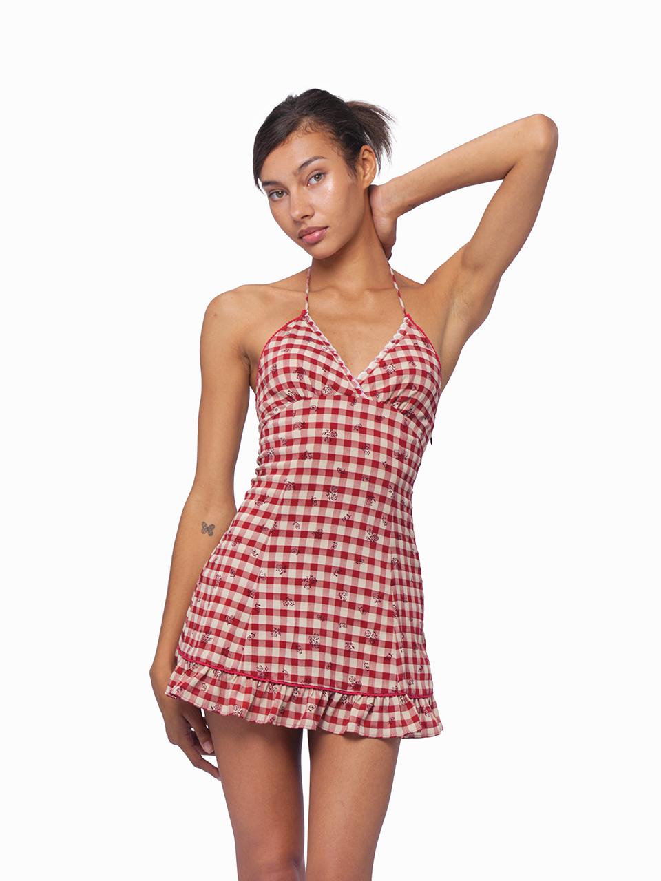 SweetChilling Summer Farmhouse Embroidered Halter Neck Dress