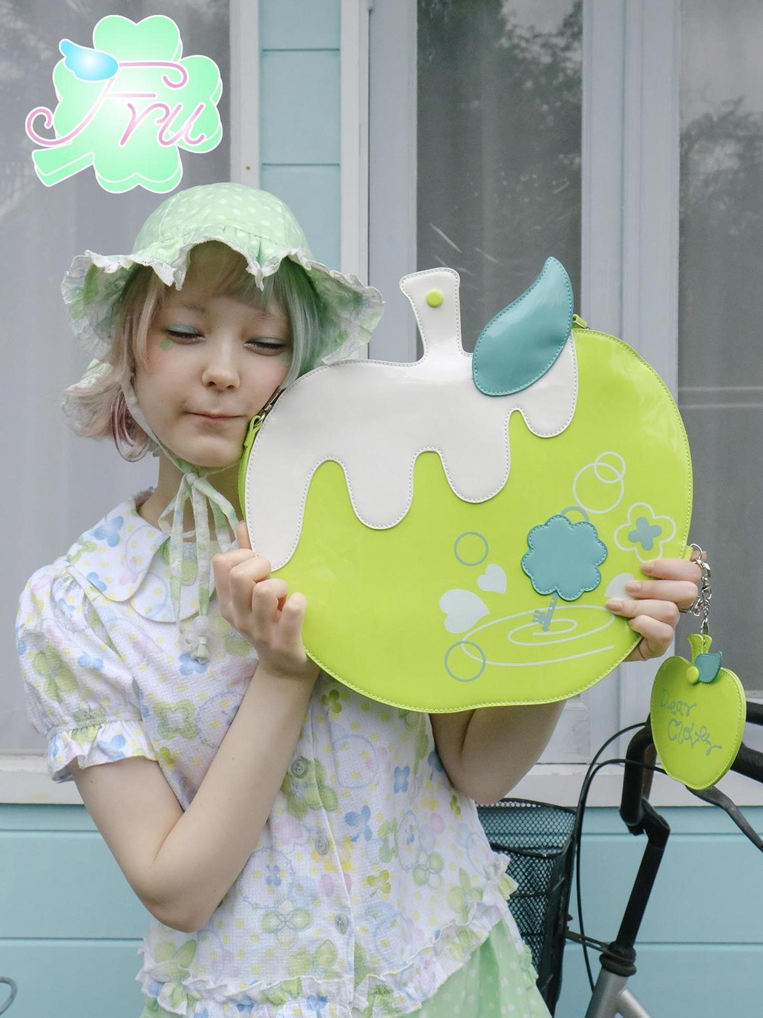 Frufru Gulu Summer Green Apple Candy Crossbody Bag For Women