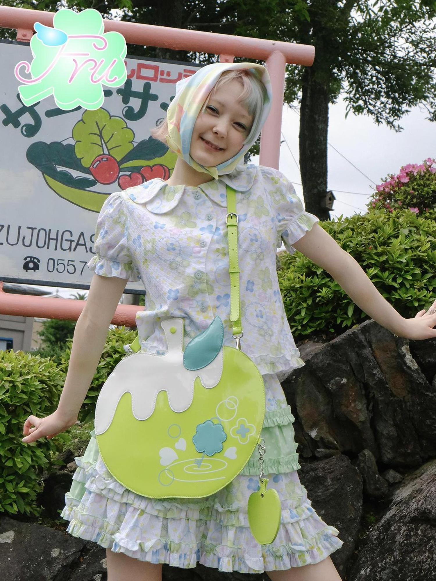 Frufru Gulu Summer Green Apple Candy Crossbody Bag For Women