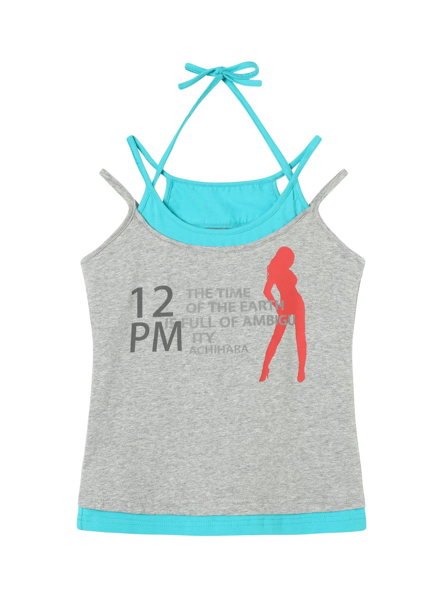 Layered Double Strap Camisole With Detachable Tie