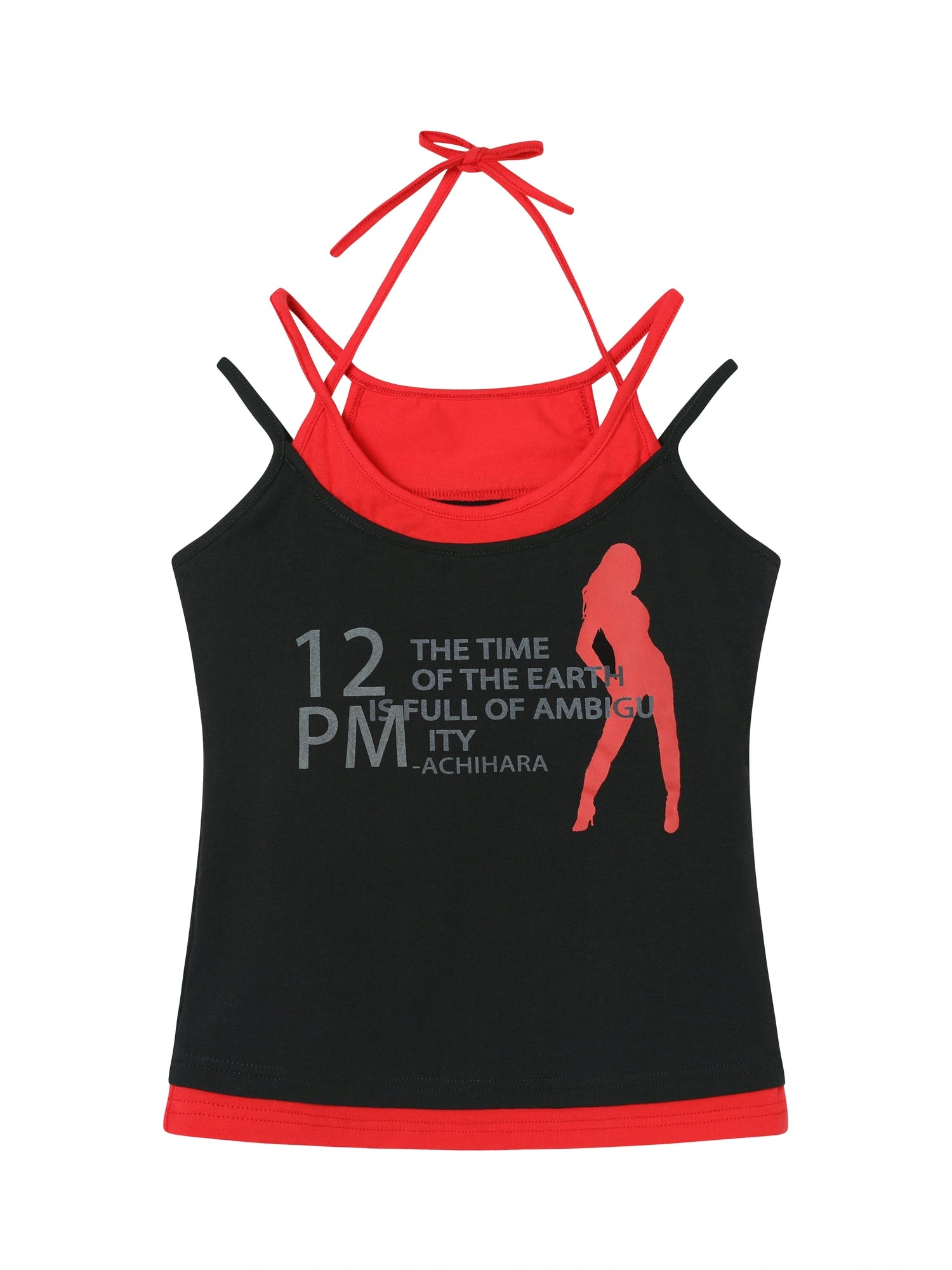 Layered Double Strap Camisole With Detachable Tie