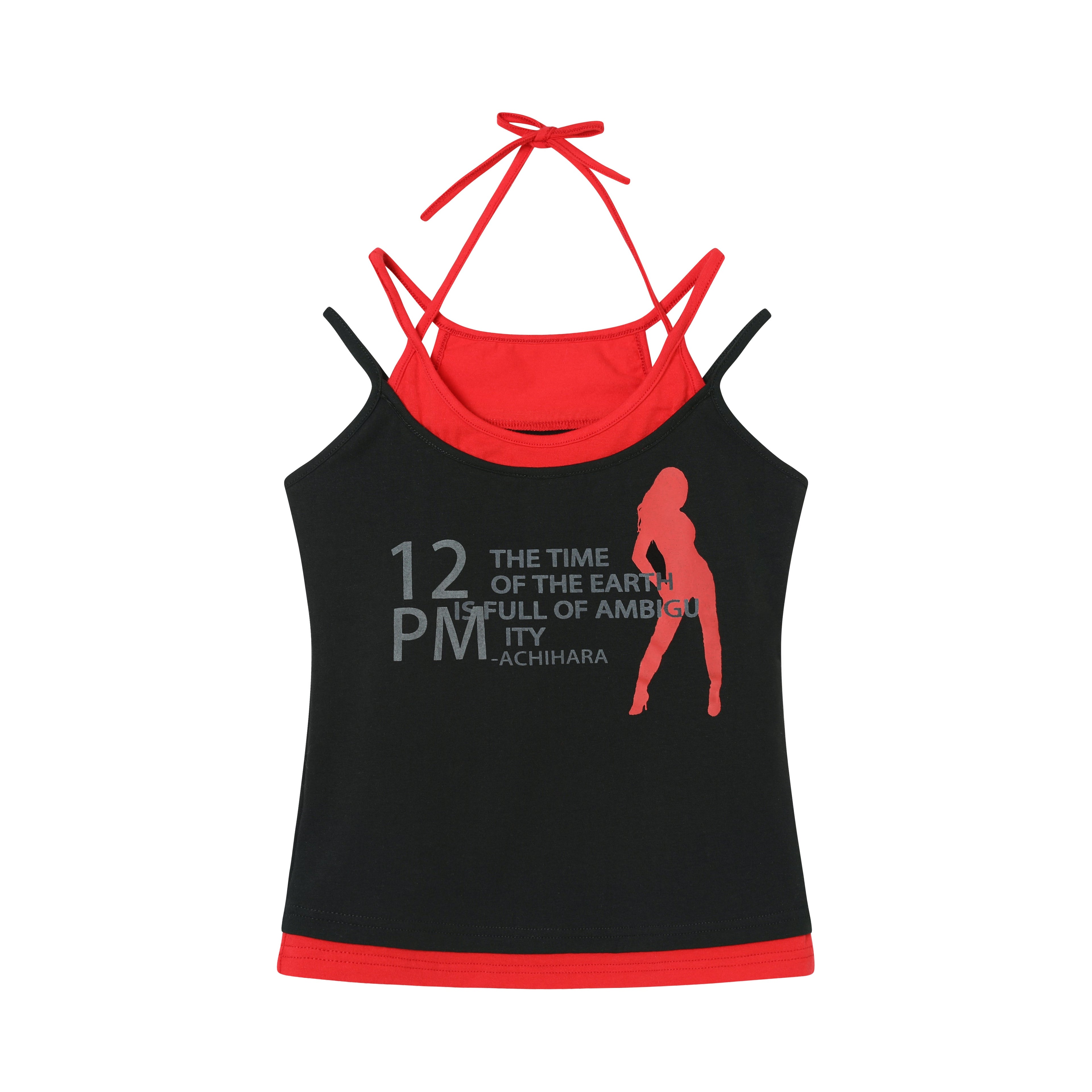 Achihara Layered Double Strap Camisole With Detachable Tie