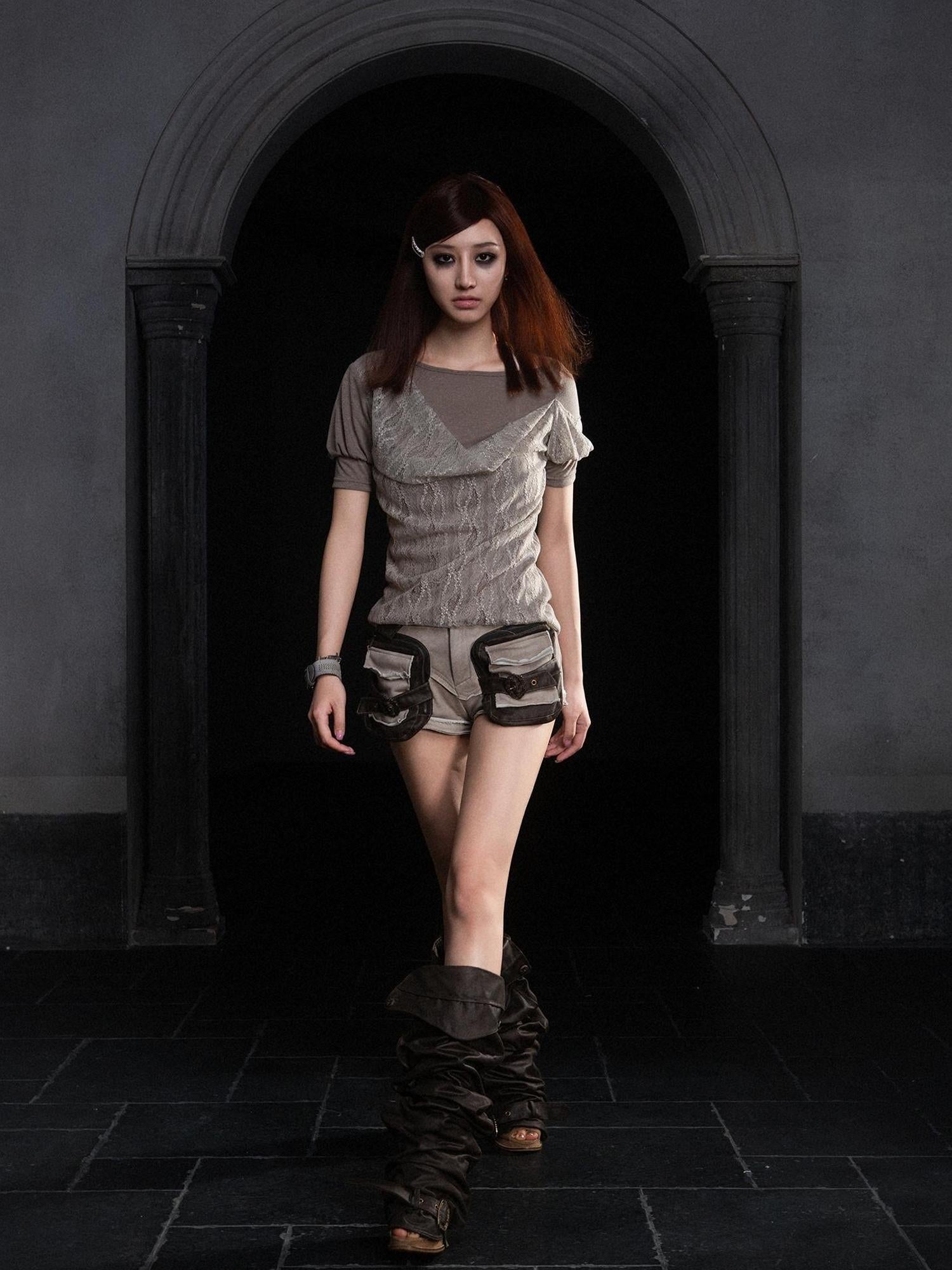 ARIADNAw Summer Lace Trim Peplum Tee With Puff Sleeves
