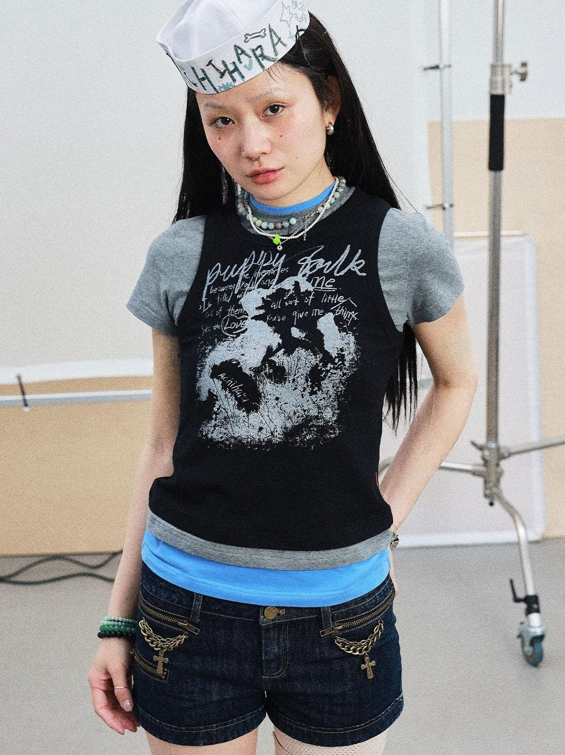 Achihara Summer Layered Short Sleeve T-Shirt For Women