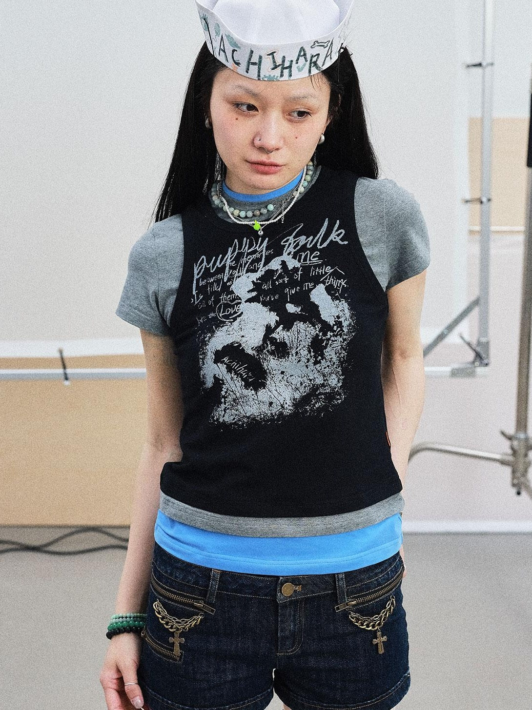 Achihara Summer Layered Short Sleeve T-Shirt For Women