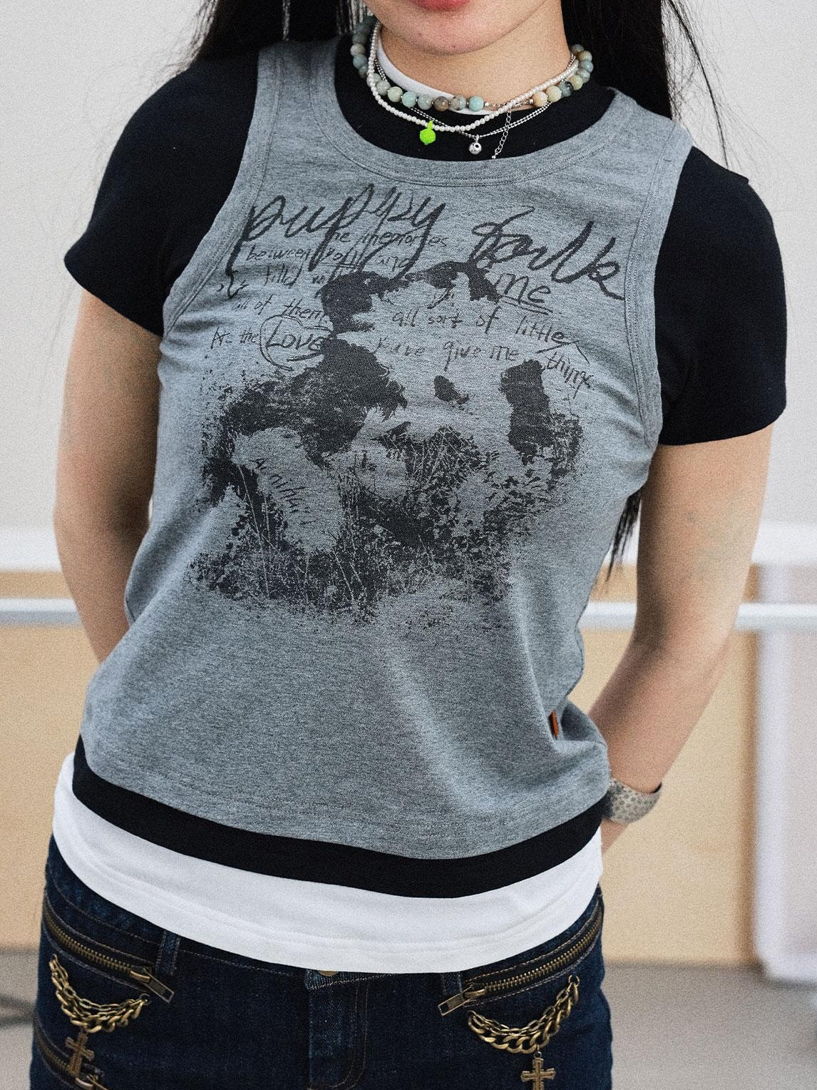 Achihara Summer Layered Short Sleeve T-Shirt For Women