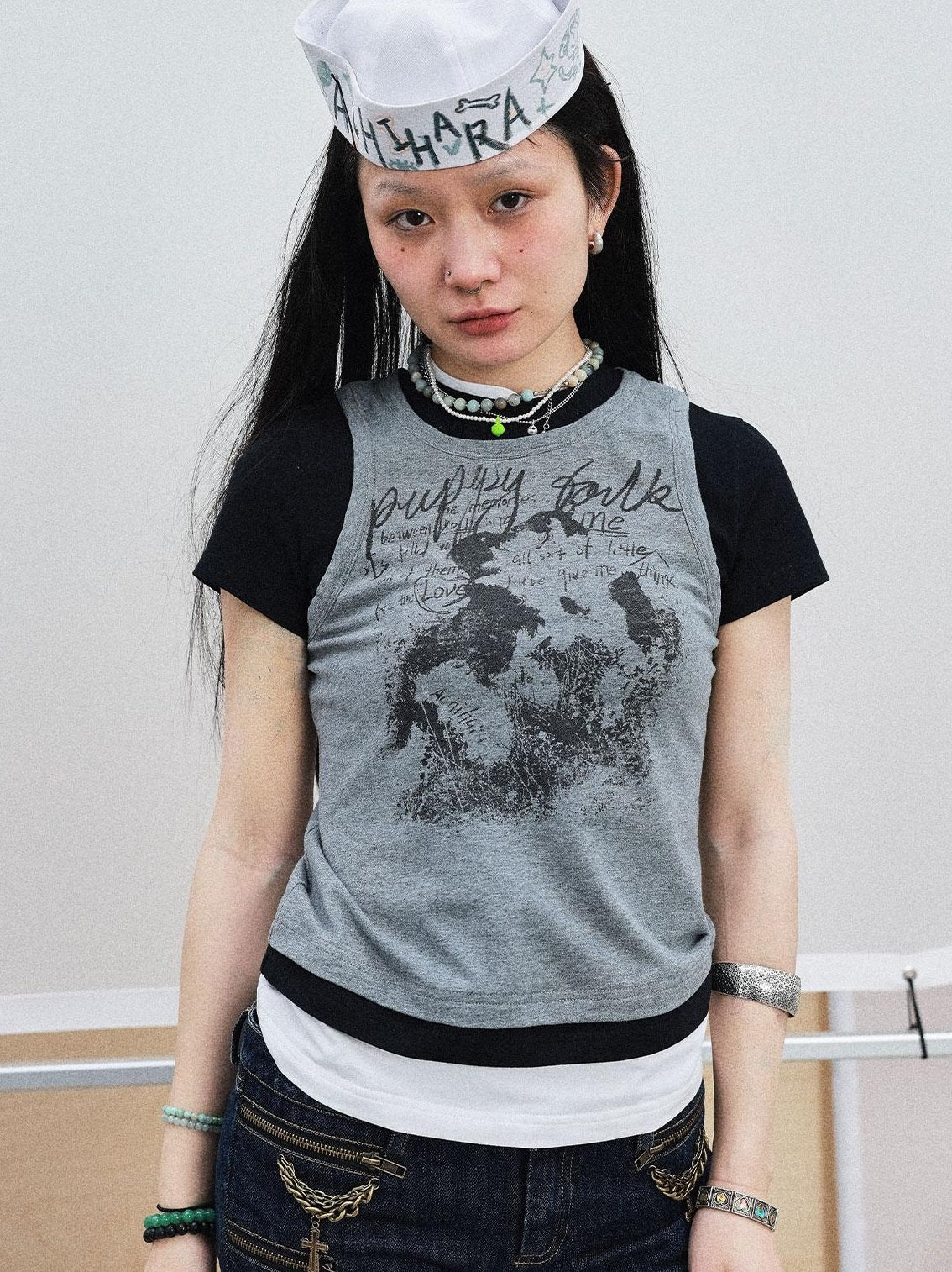 Achihara Summer Layered Short Sleeve T-Shirt For Women