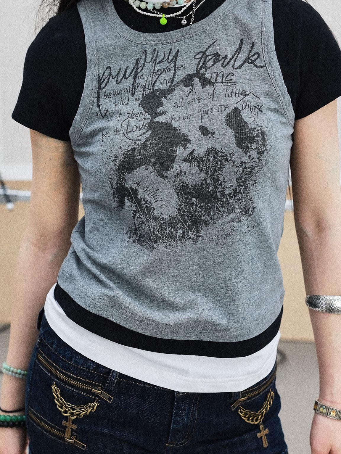 Achihara Summer Layered Short Sleeve T-Shirt For Women