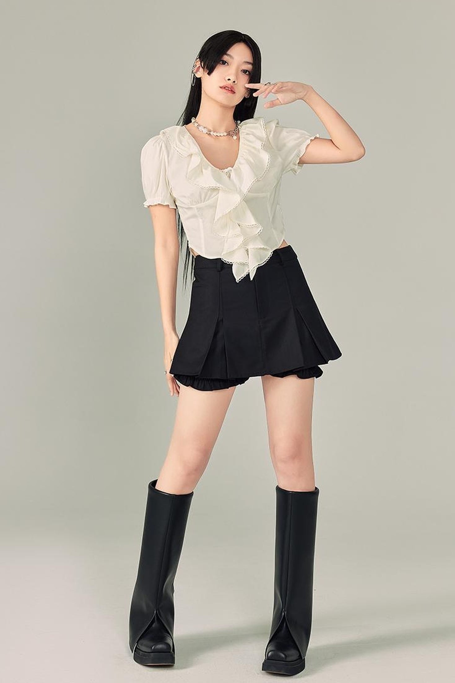 DIDDI MODA Summer Romance Layered Ruffle Crop Top