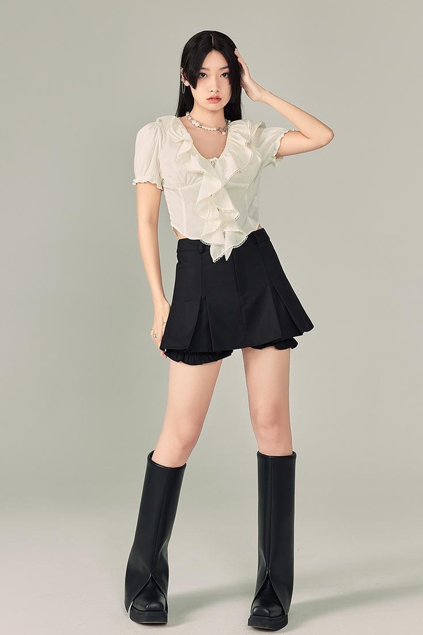 DIDDI MODA Summer Romance Layered Ruffle Crop Top