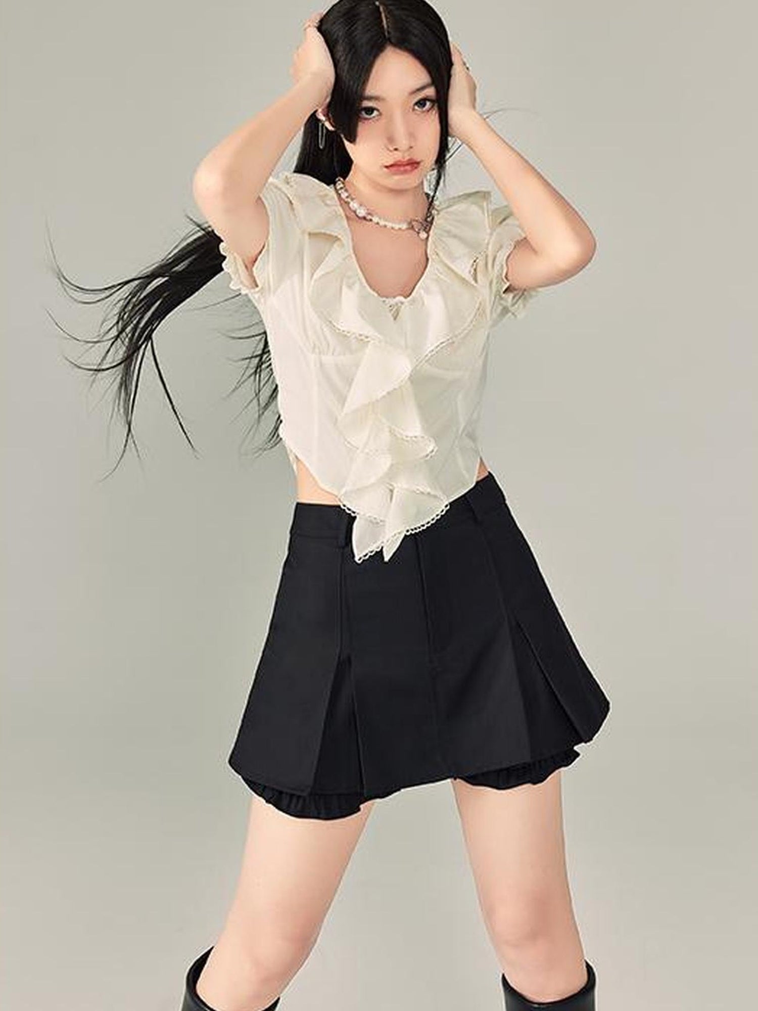 DIDDI MODA Summer Romance Layered Ruffle Crop Top