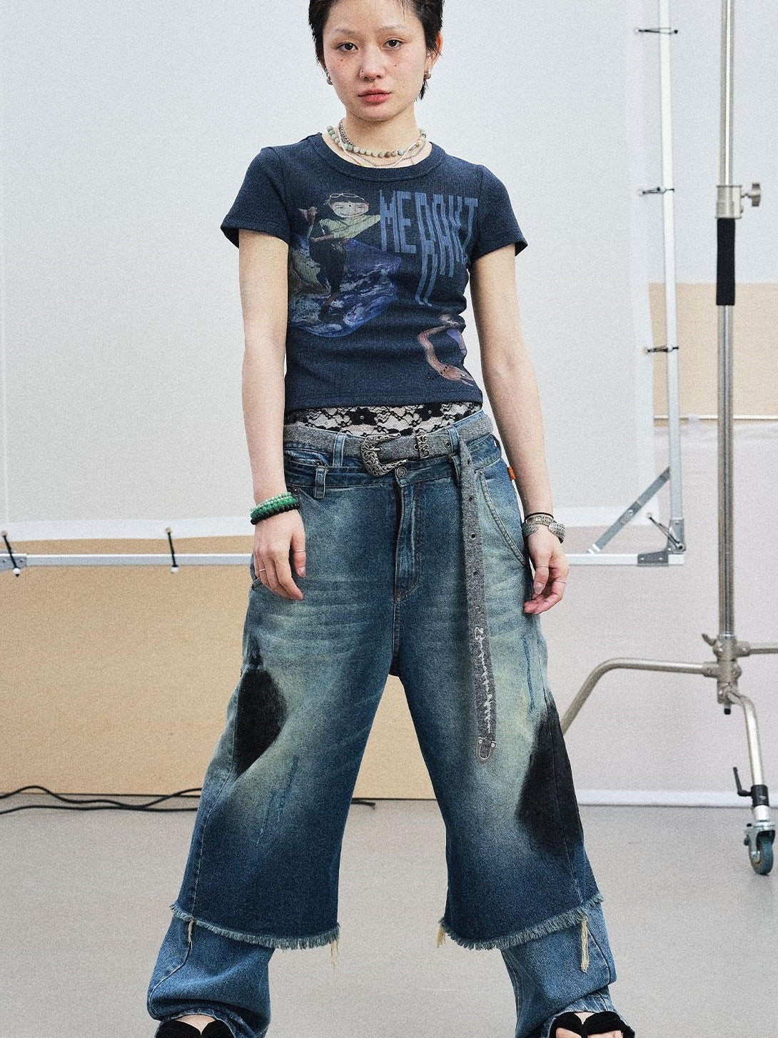 Achihara Summer Short Sleeve Cropped Graphic T-Shirt For Women