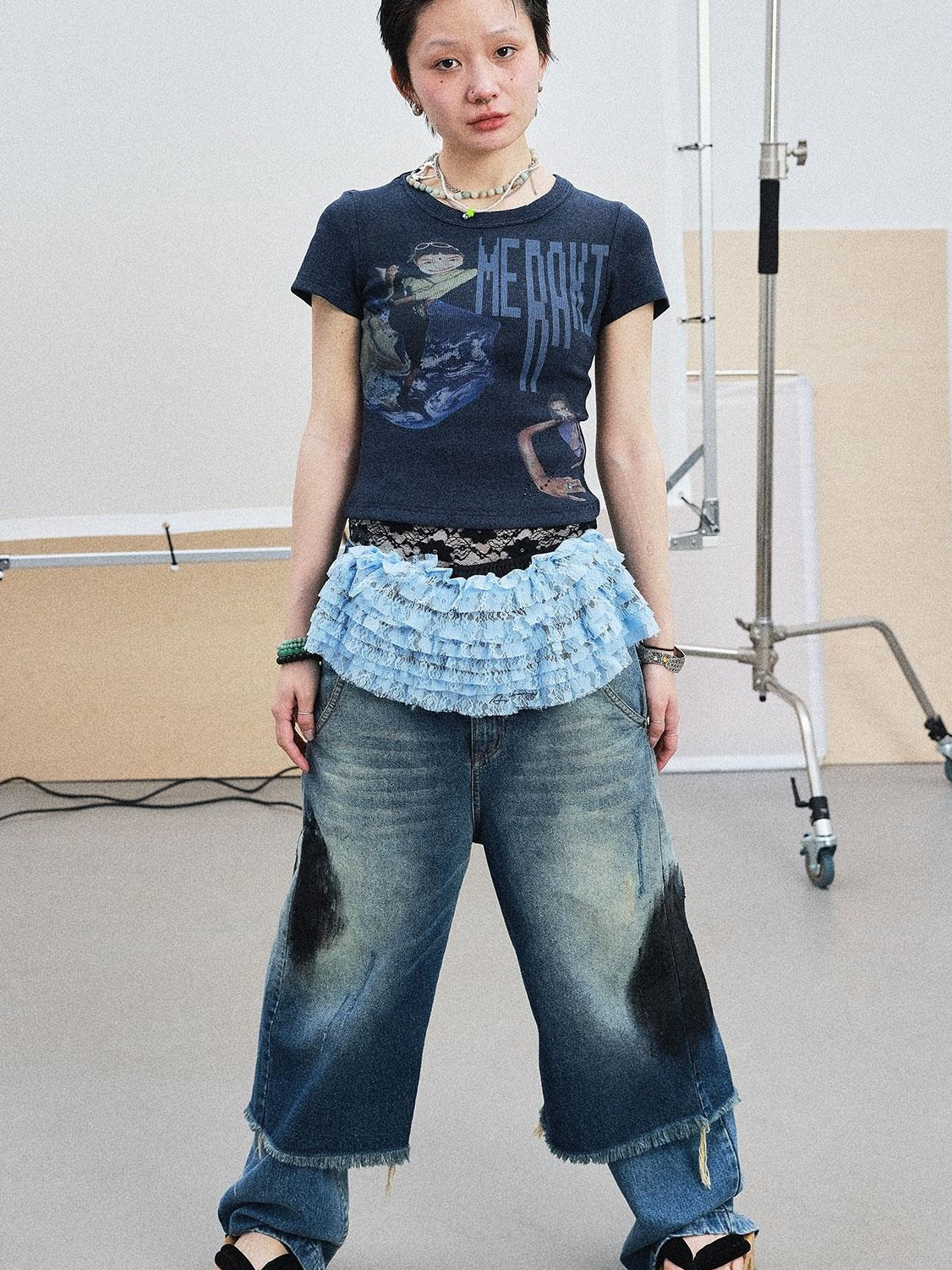 Achihara Summer Short Sleeve Cropped Graphic T-Shirt For Women