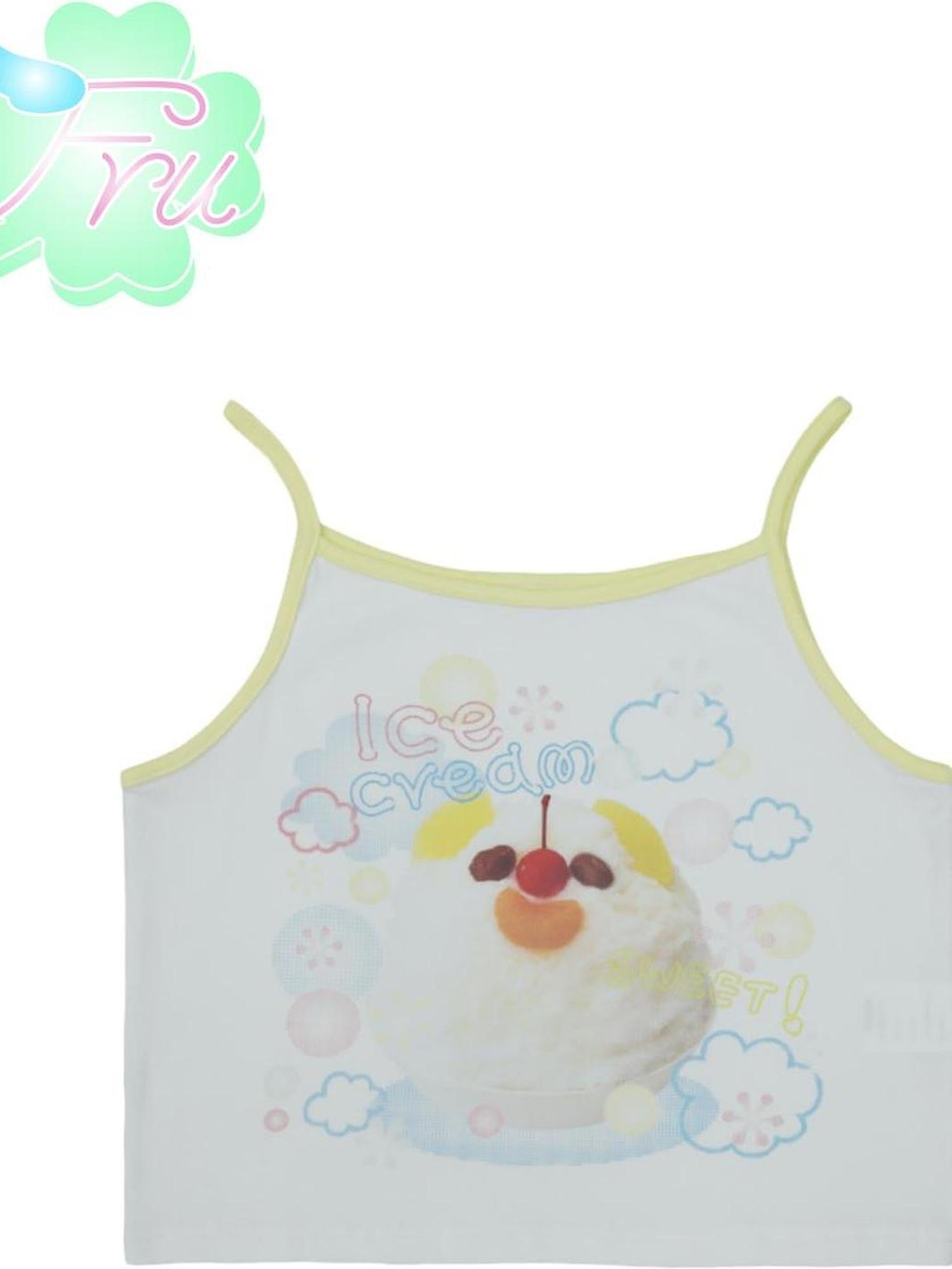 Frufru Gulu Summer Sweet White Cotton Spandex Sleeveless Vest