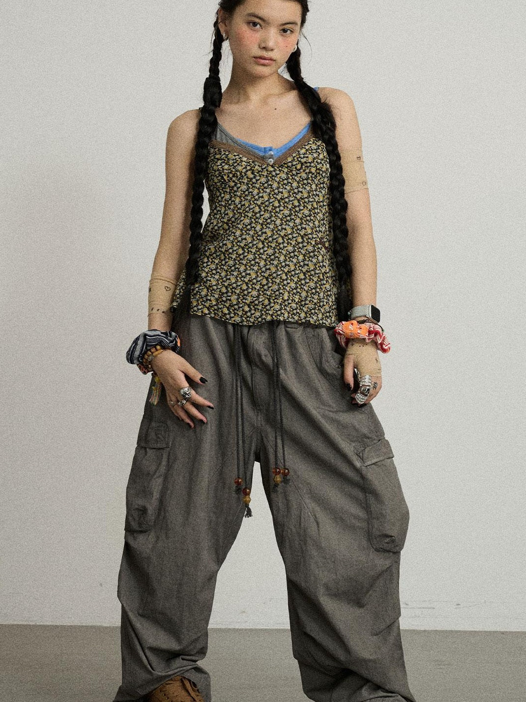 Achihara Summer Womens Lightweight Cotton Blurred Trousers Pants
