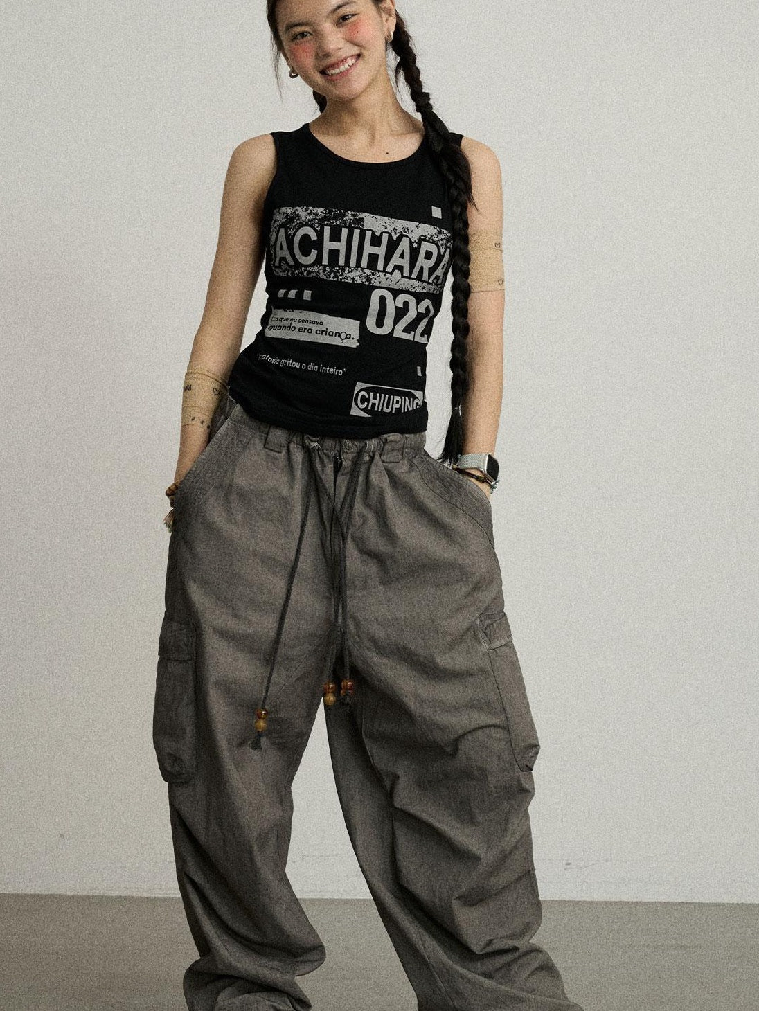 Achihara Summer Womens Lightweight Cotton Blurred Trousers Pants